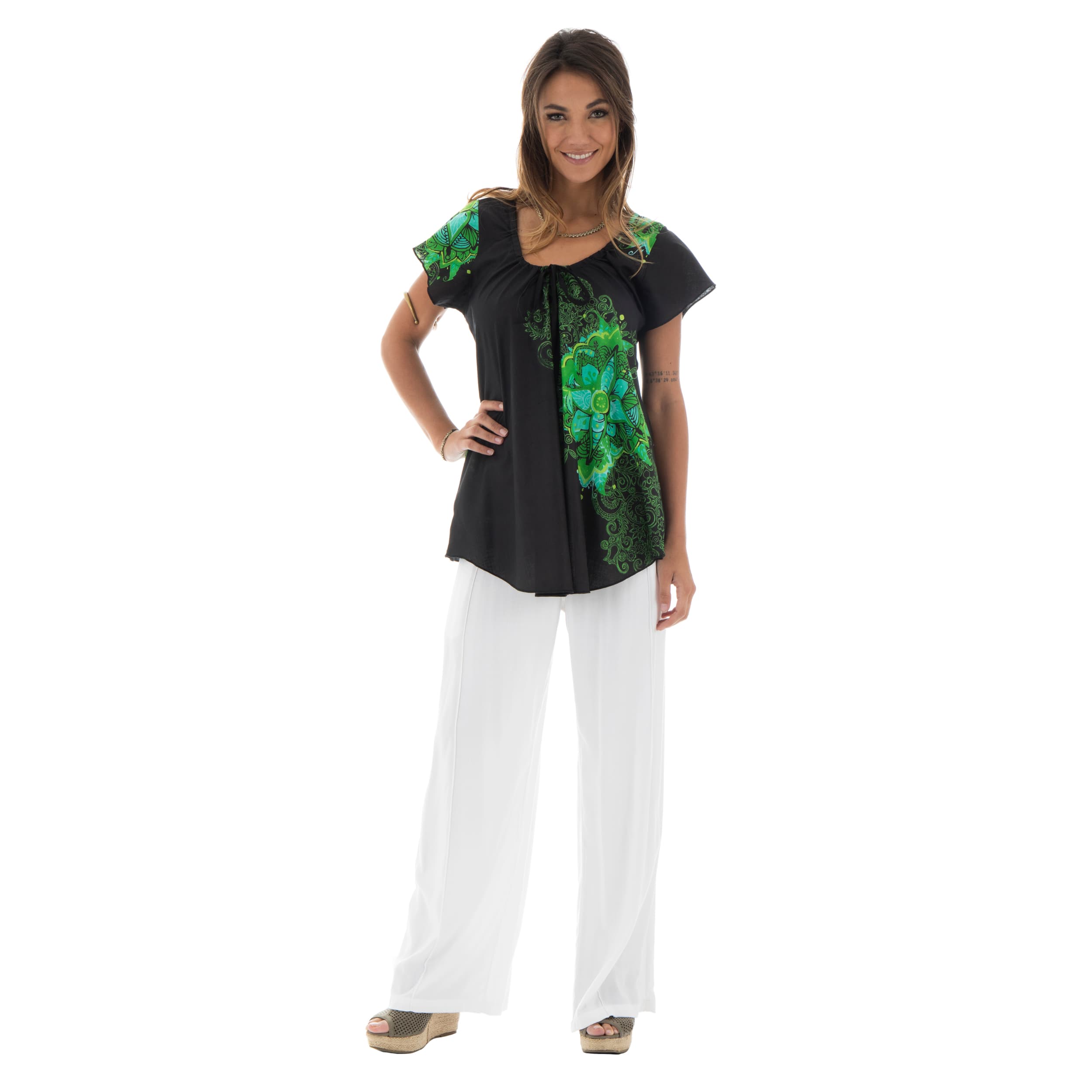Top été Nore - 100% coton - noir, vert - Akoustik Online