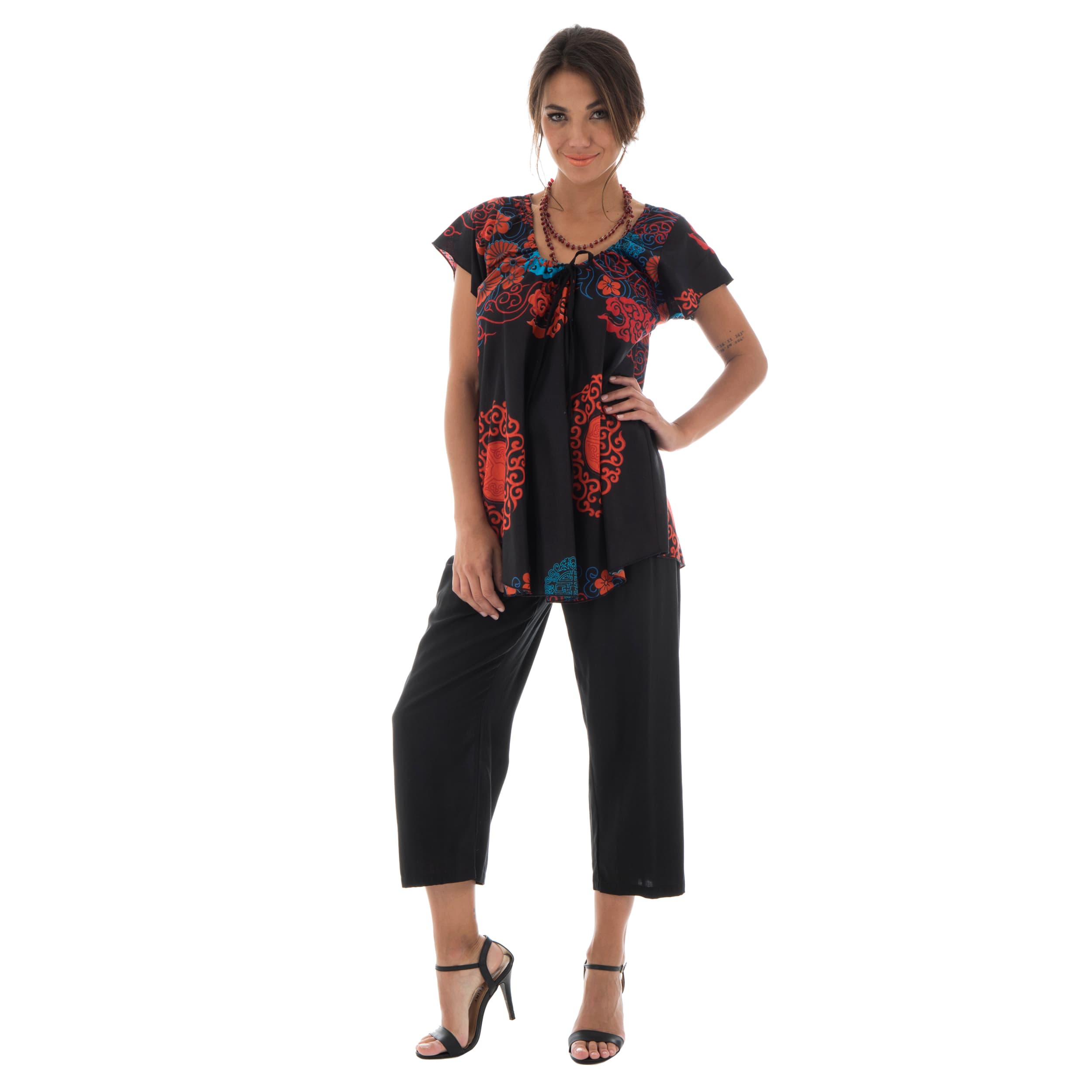 Top été Tolka - 100% coton - noir, rouge, bleu - Akoustik Online