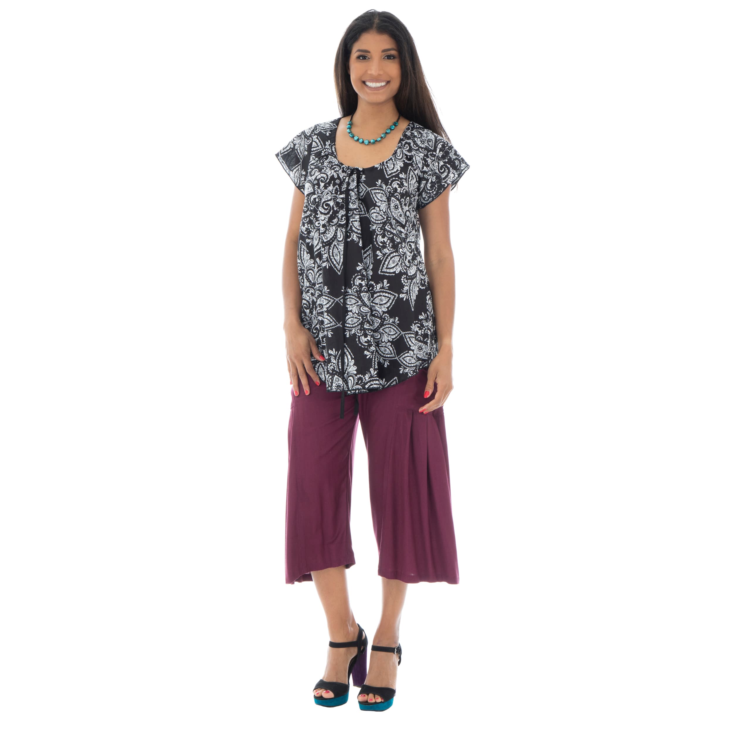 Top été Reelan - 100% coton - noir, blanc - Akoustik Online