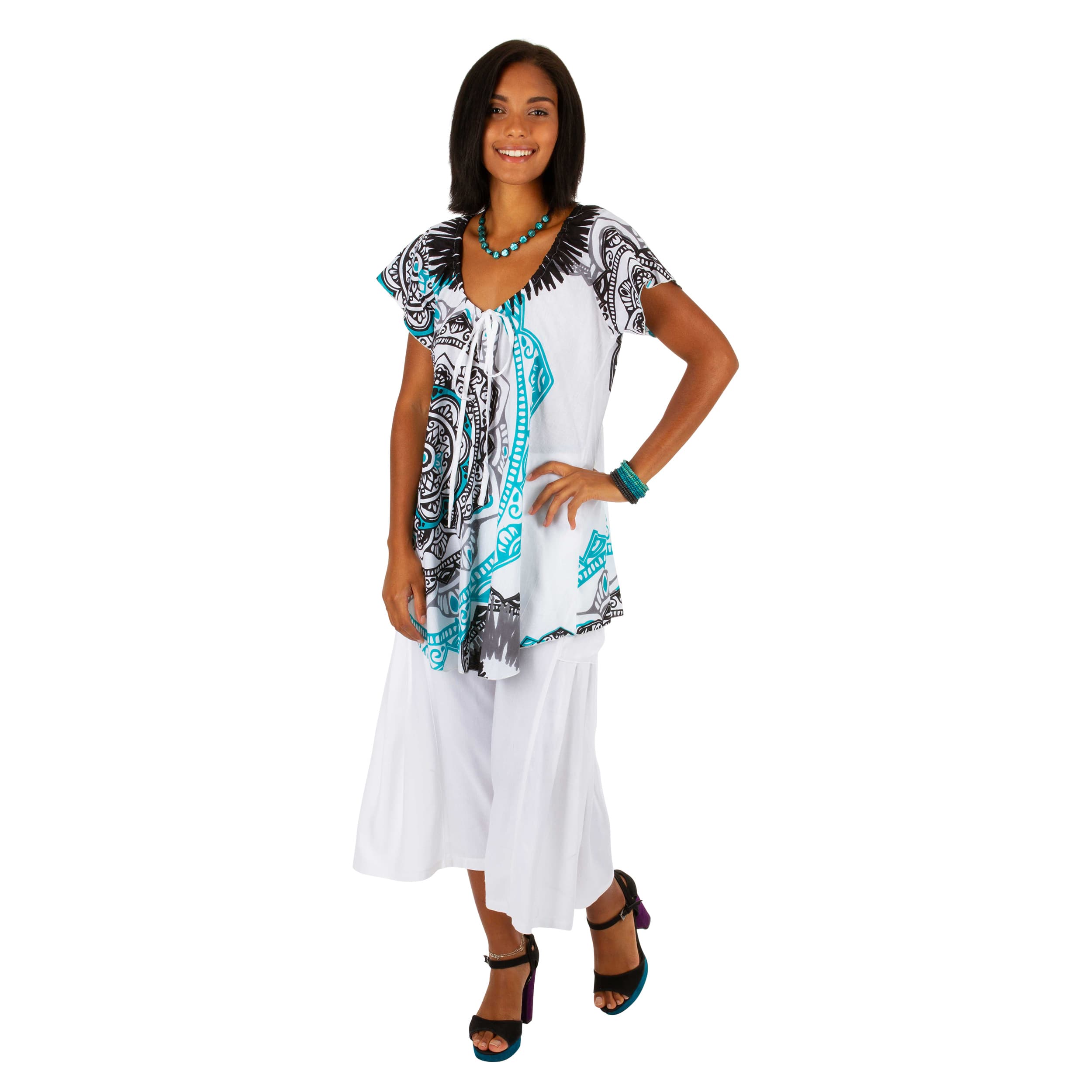 Top été long manches courtes Karine - 100% coton - Akoustik Online