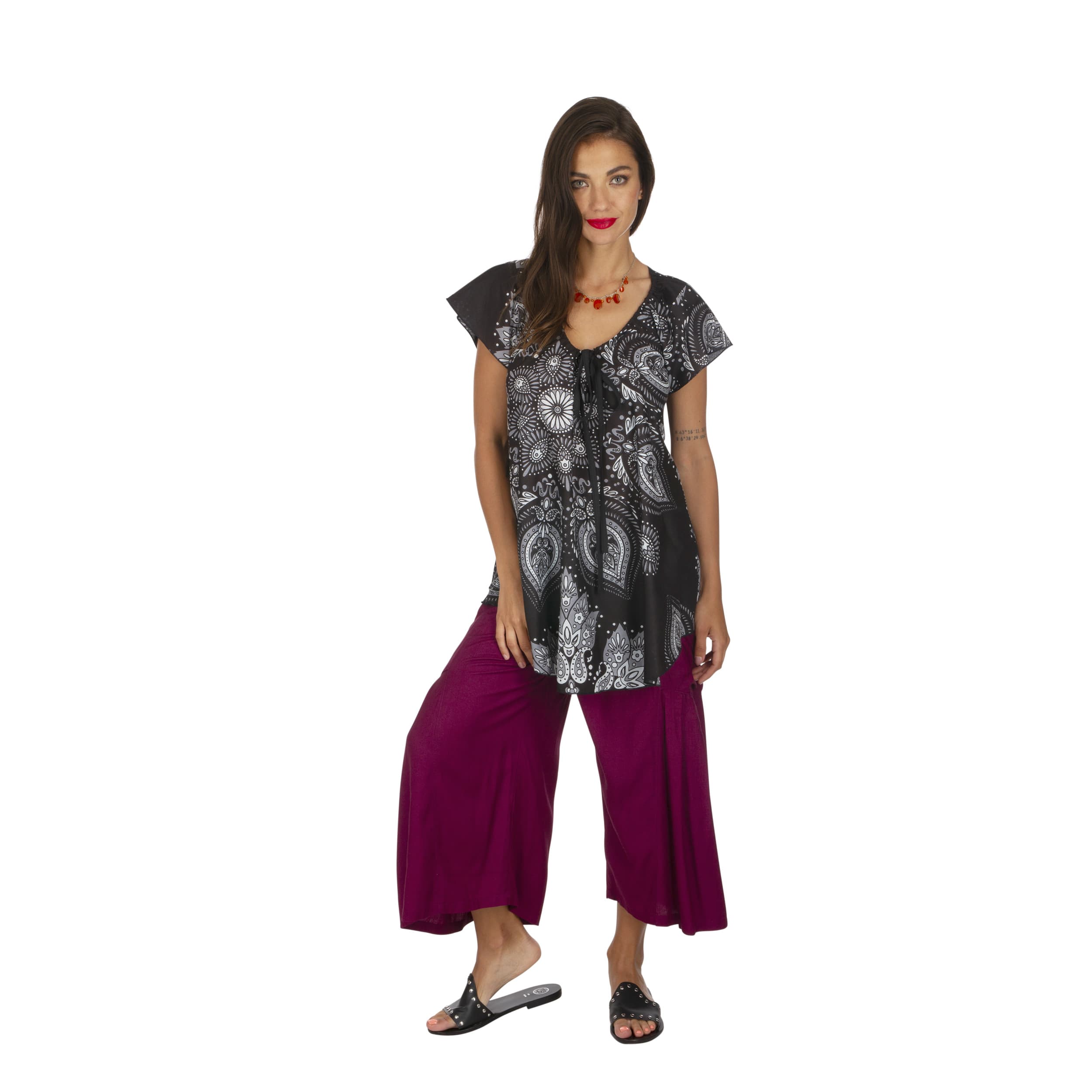 Top été long manches courtes Ethsina - 100% coton - Akoustik Online