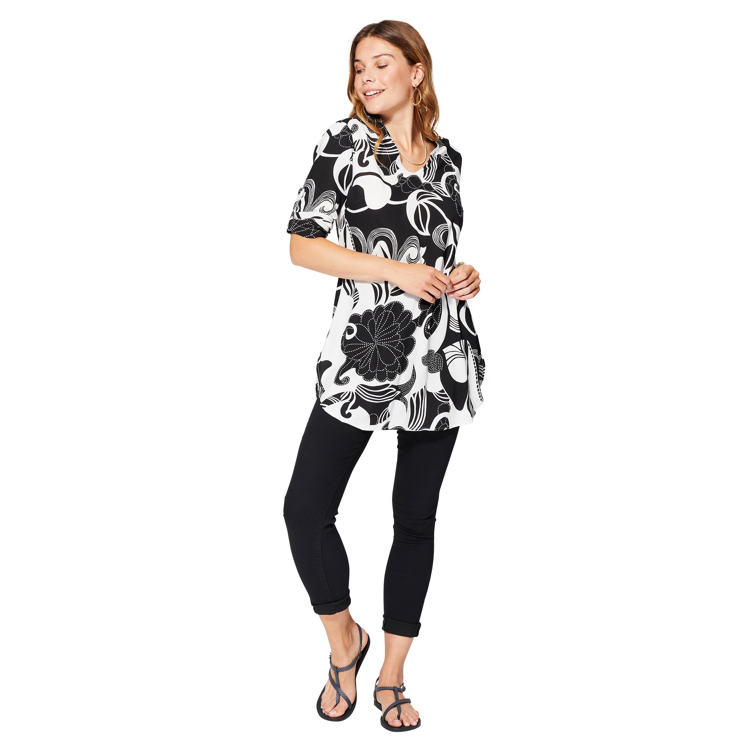 Tunique été manches 3/4 Liouba - 100% viscose - Akoustik Online