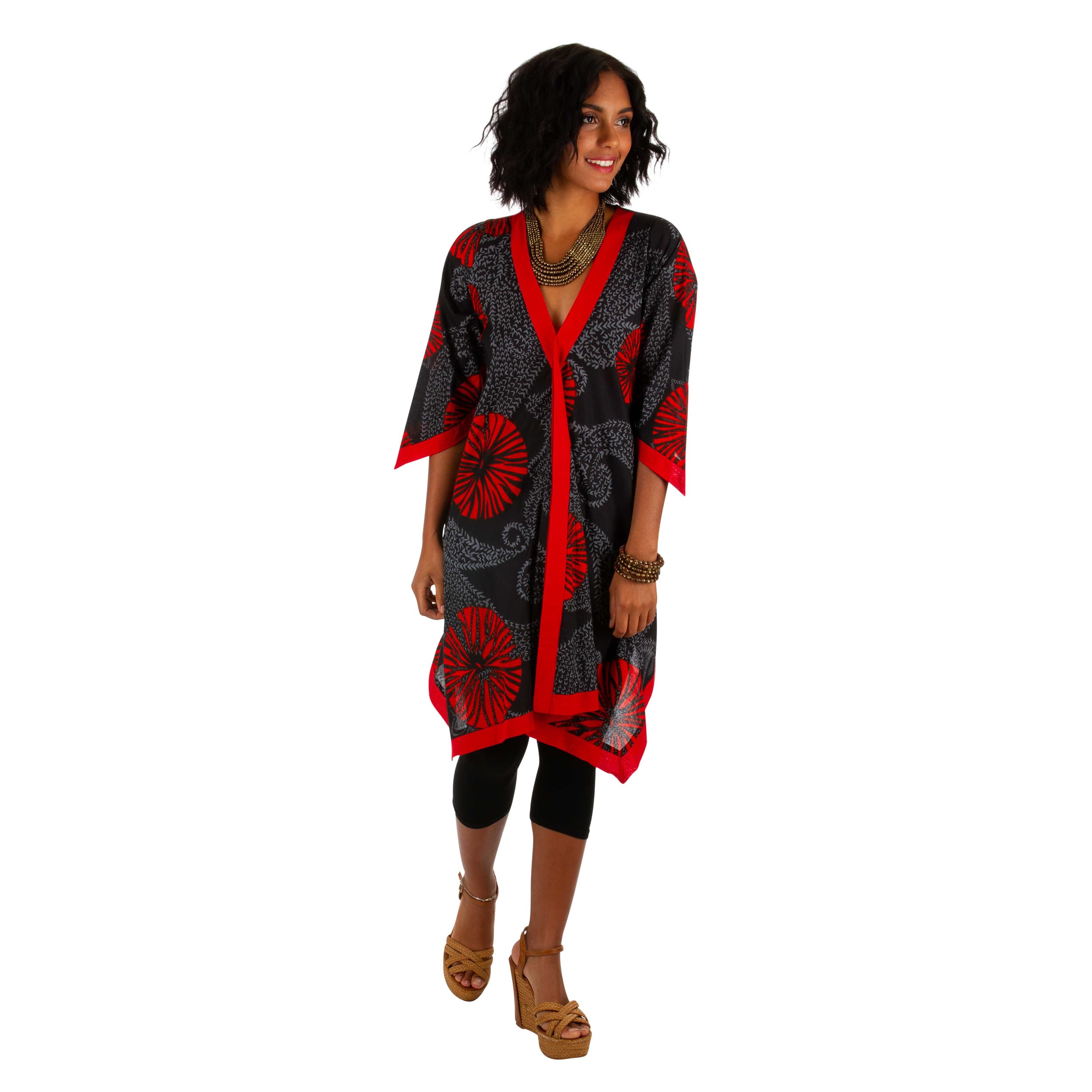 Tunique été manches 3/4 Cebrián - rouge, noir, gris - Akoustik Online