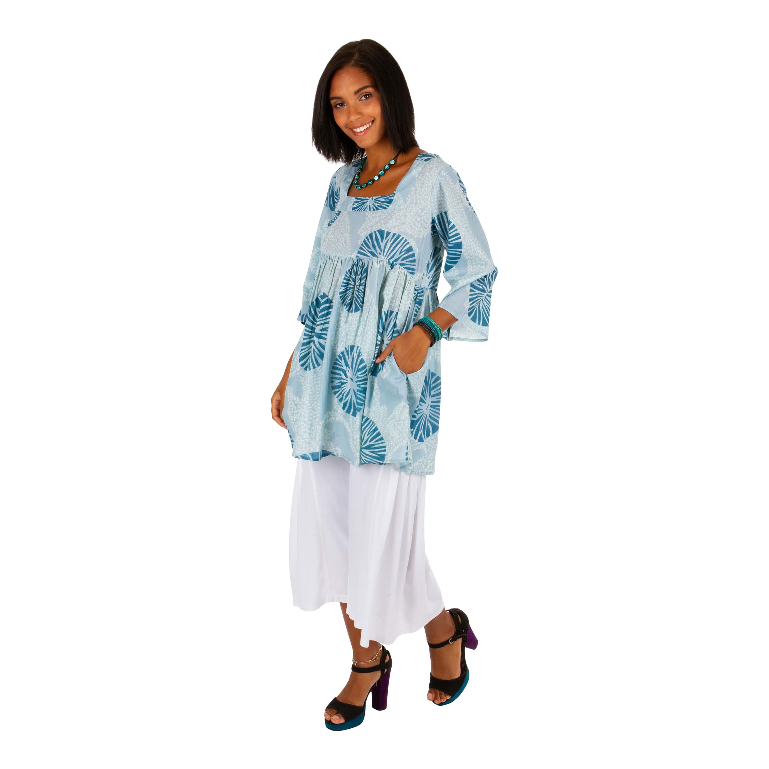 Tunique été manches 3/4 Nohra - 100% voile de coton - Akoustik Online