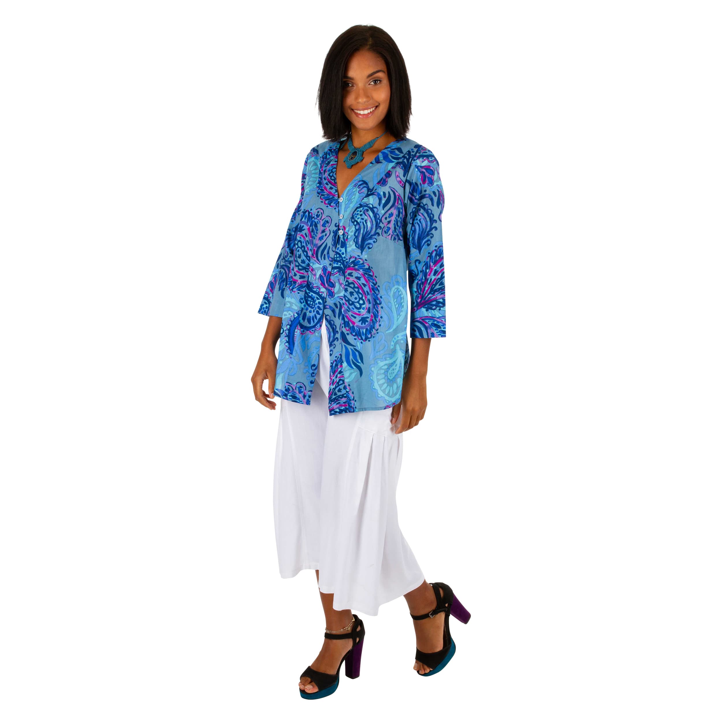 Tunique été manches 3/4 Stef - 100% voile de coton - Akoustik Online
