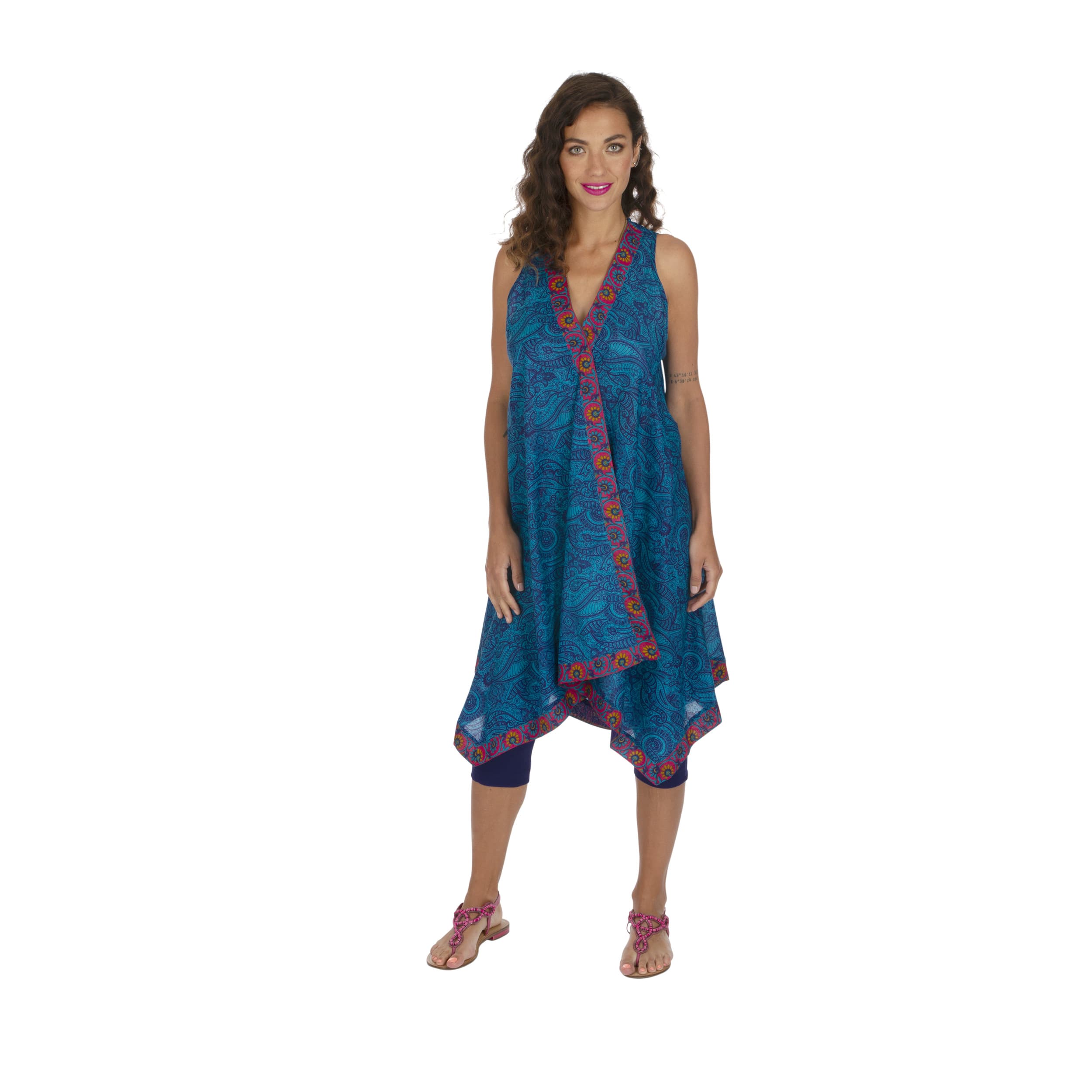 Tunique été sans manches Espania - bleu, rose - Akoustik Online