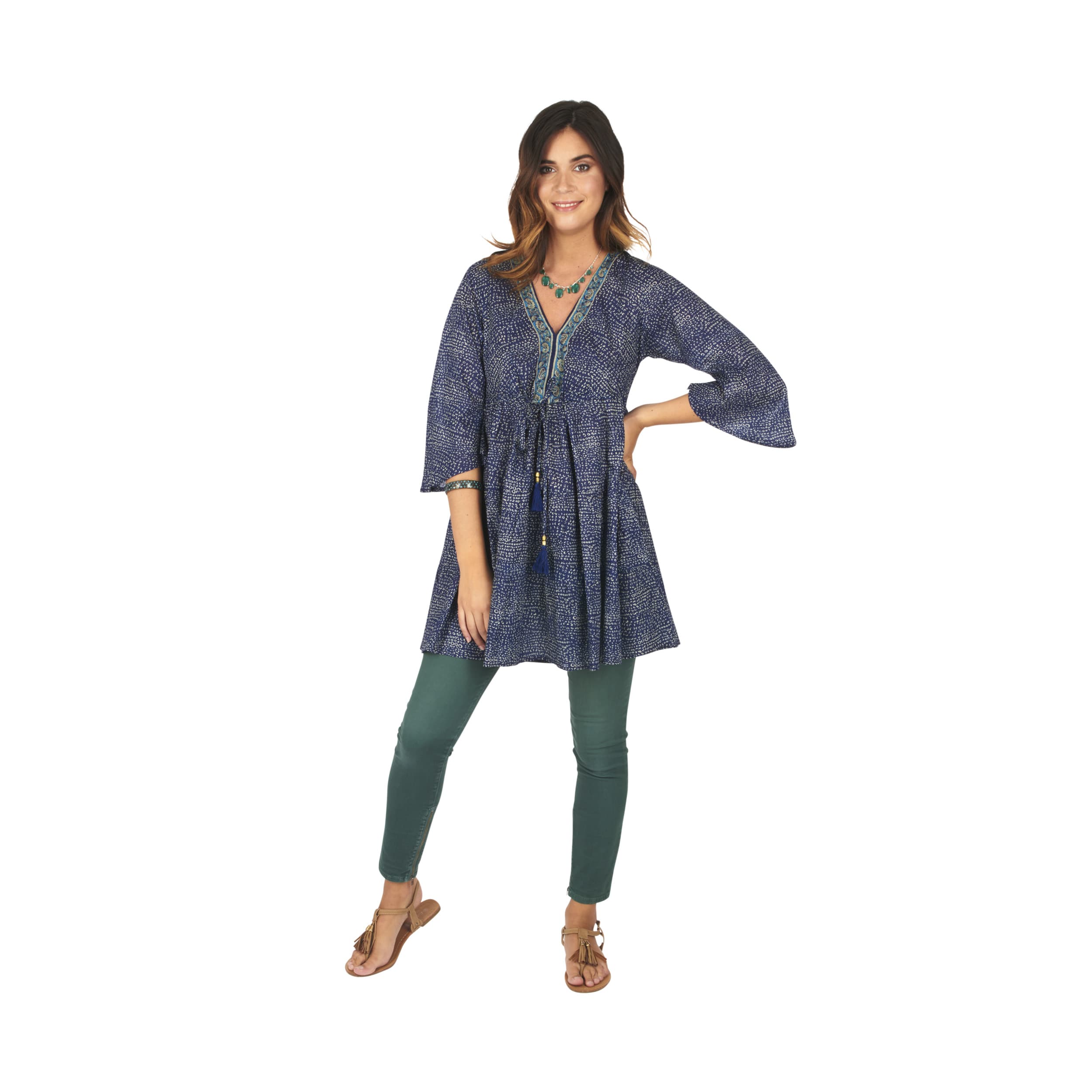 Tunique été manches 3/4 Dounia - 100% voile de coton - Akoustik Online