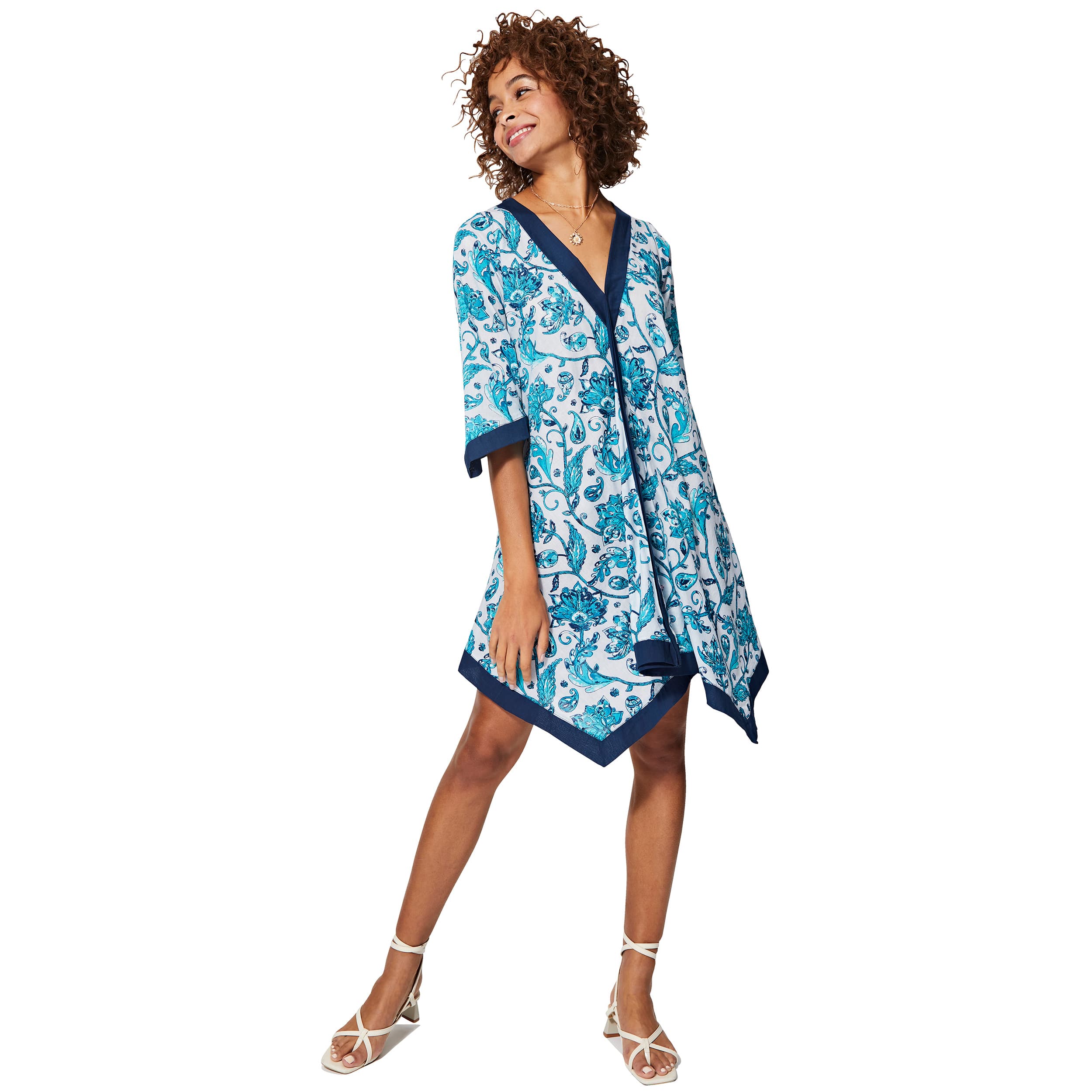 Tunique été manches 3/4 Chanterelle - bleu, blanc - Akoustik Online