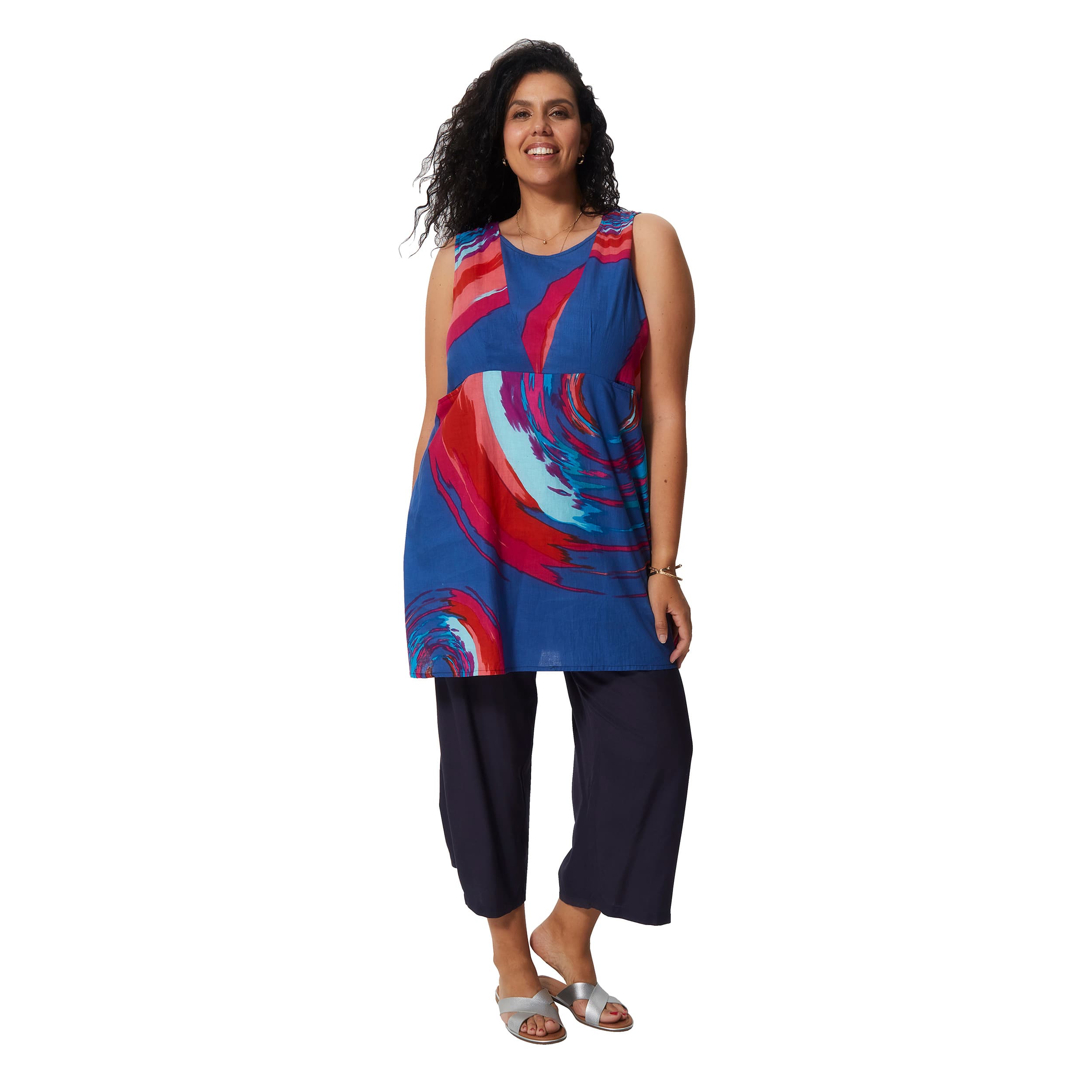 Tunique été Siofra - 100% coton - bleu, rose, rouge - Akoustik Online