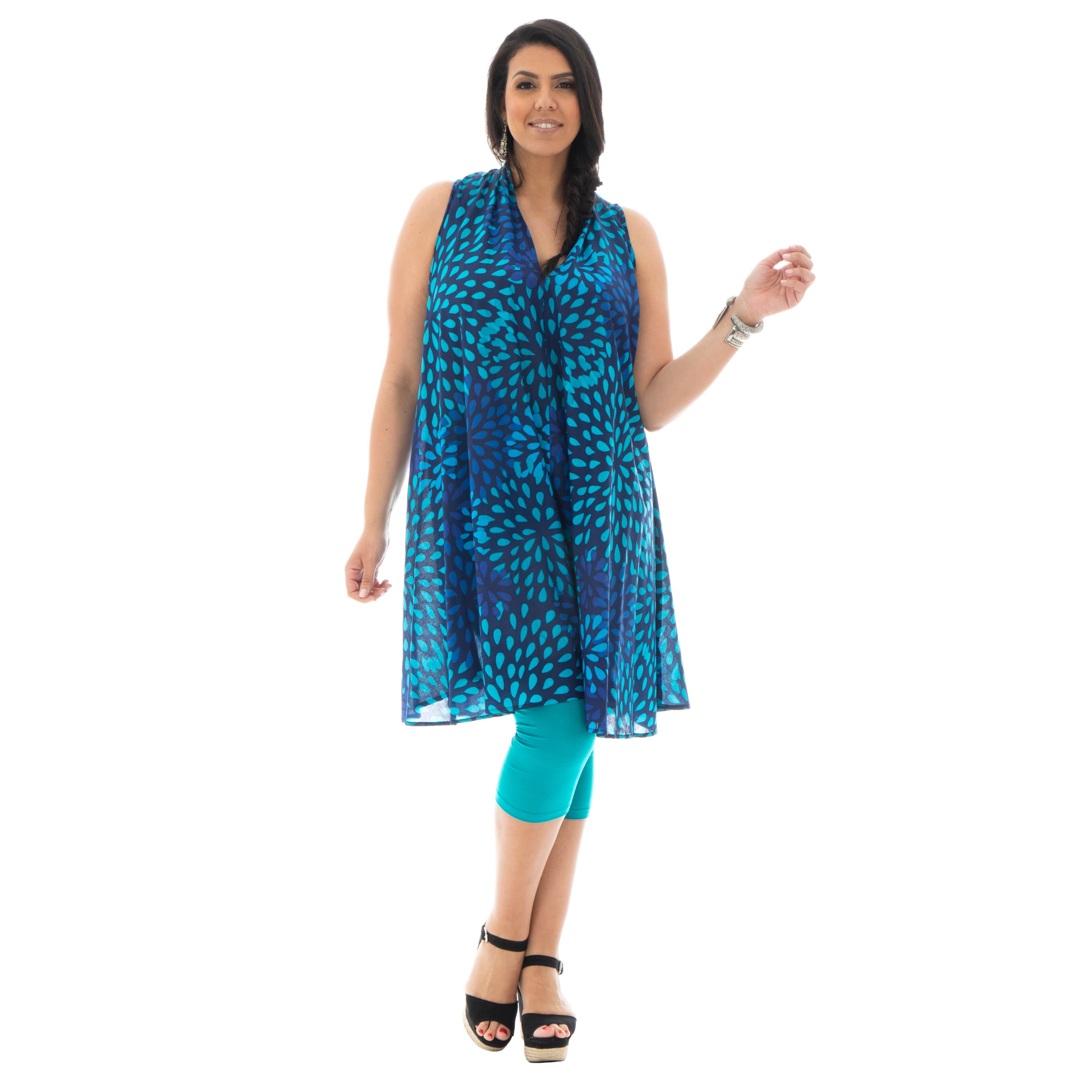 Tunique été Lise - 100% voile de coton - bleu - Akoustik Online