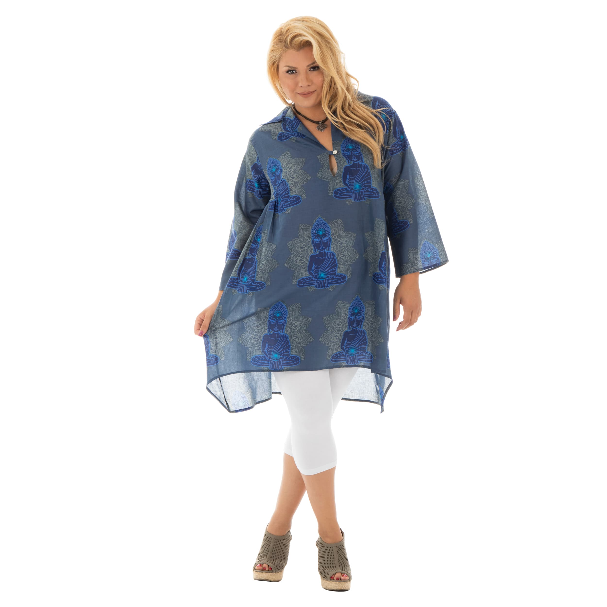 Tunique été Padmini - 100% voile de coton - bleu - Akoustik Online