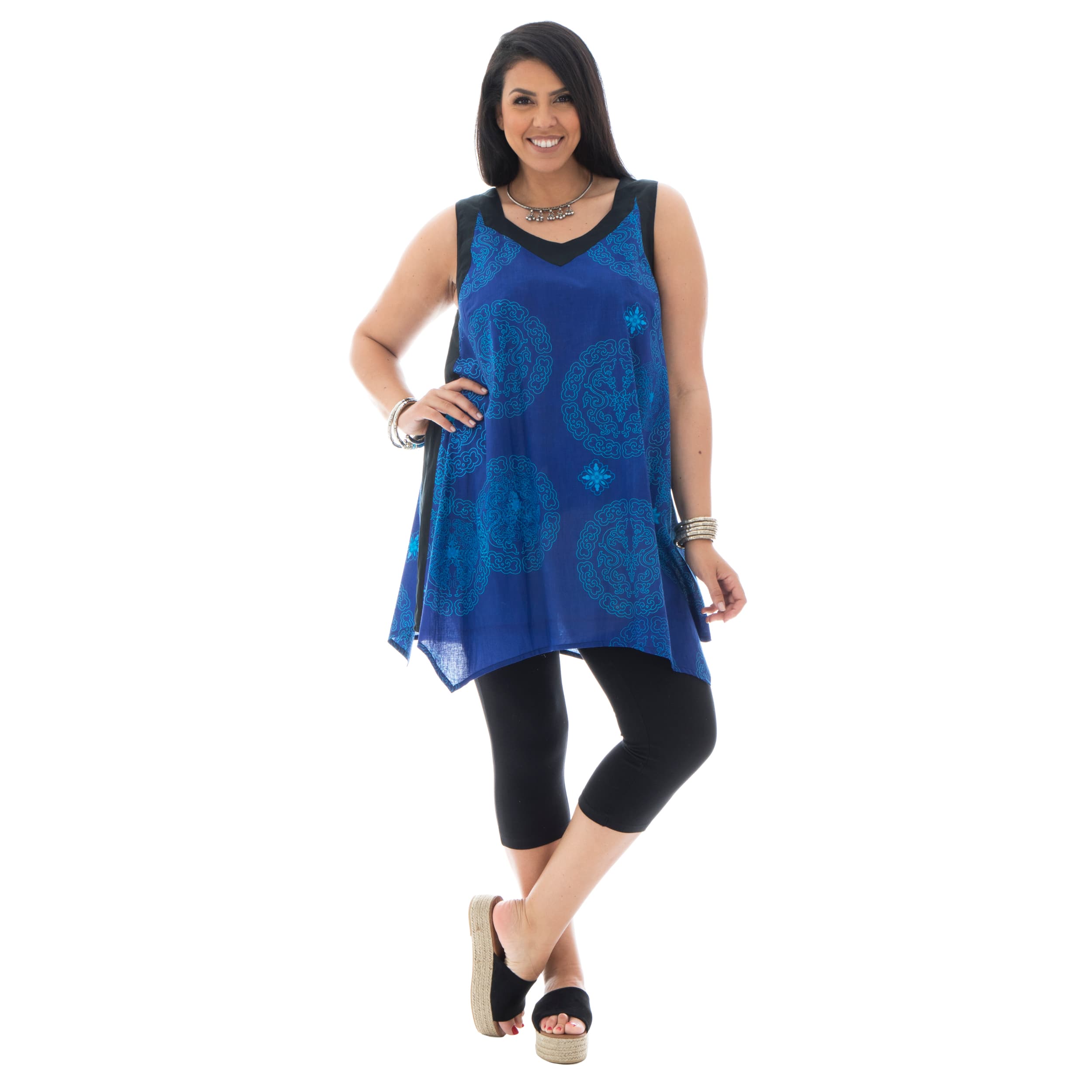 Tunique été Aeschylus - 100% coton - bleu, noir - Akoustik Online