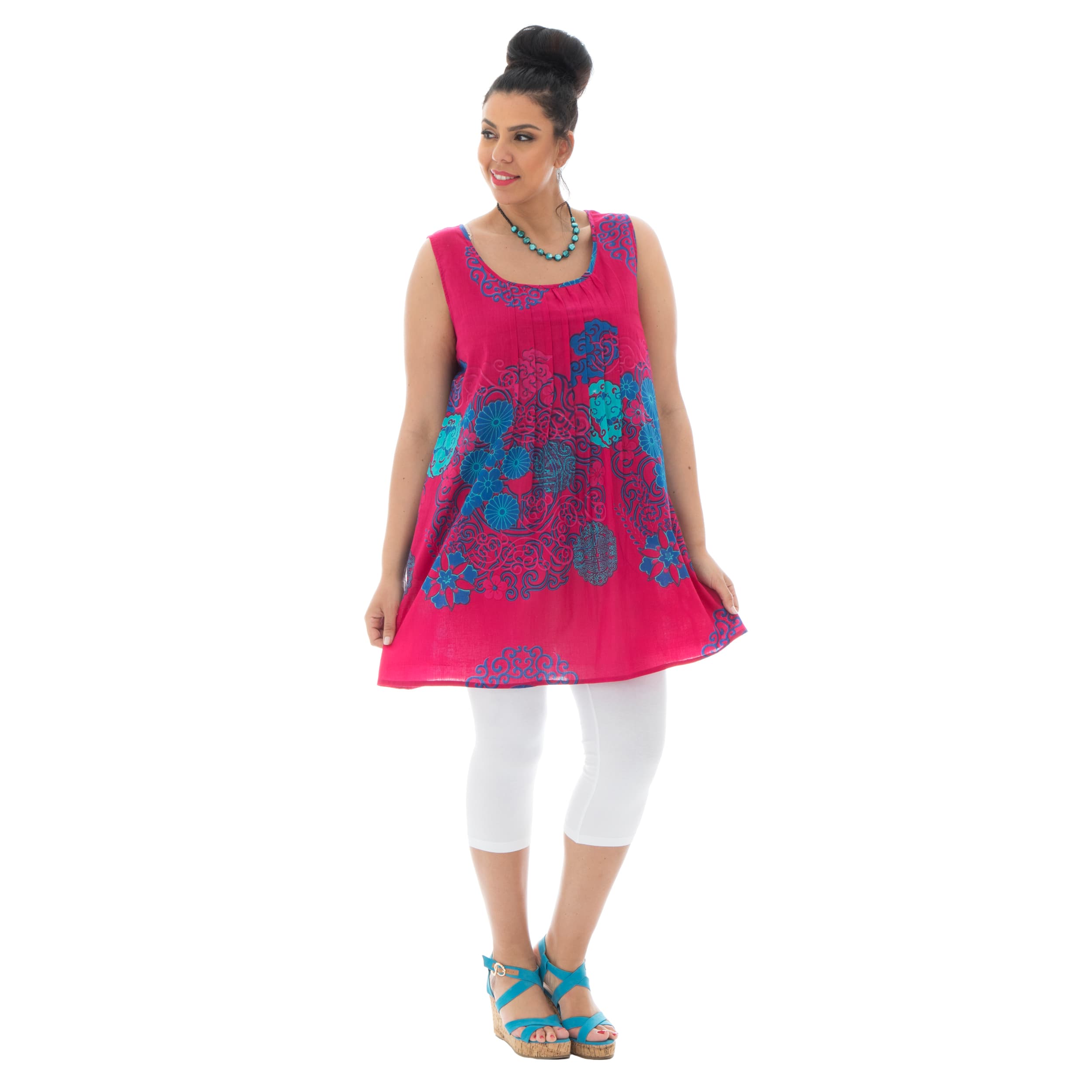 Tunique été Lolly - 100% coton - rose, bleu - Akoustik Online