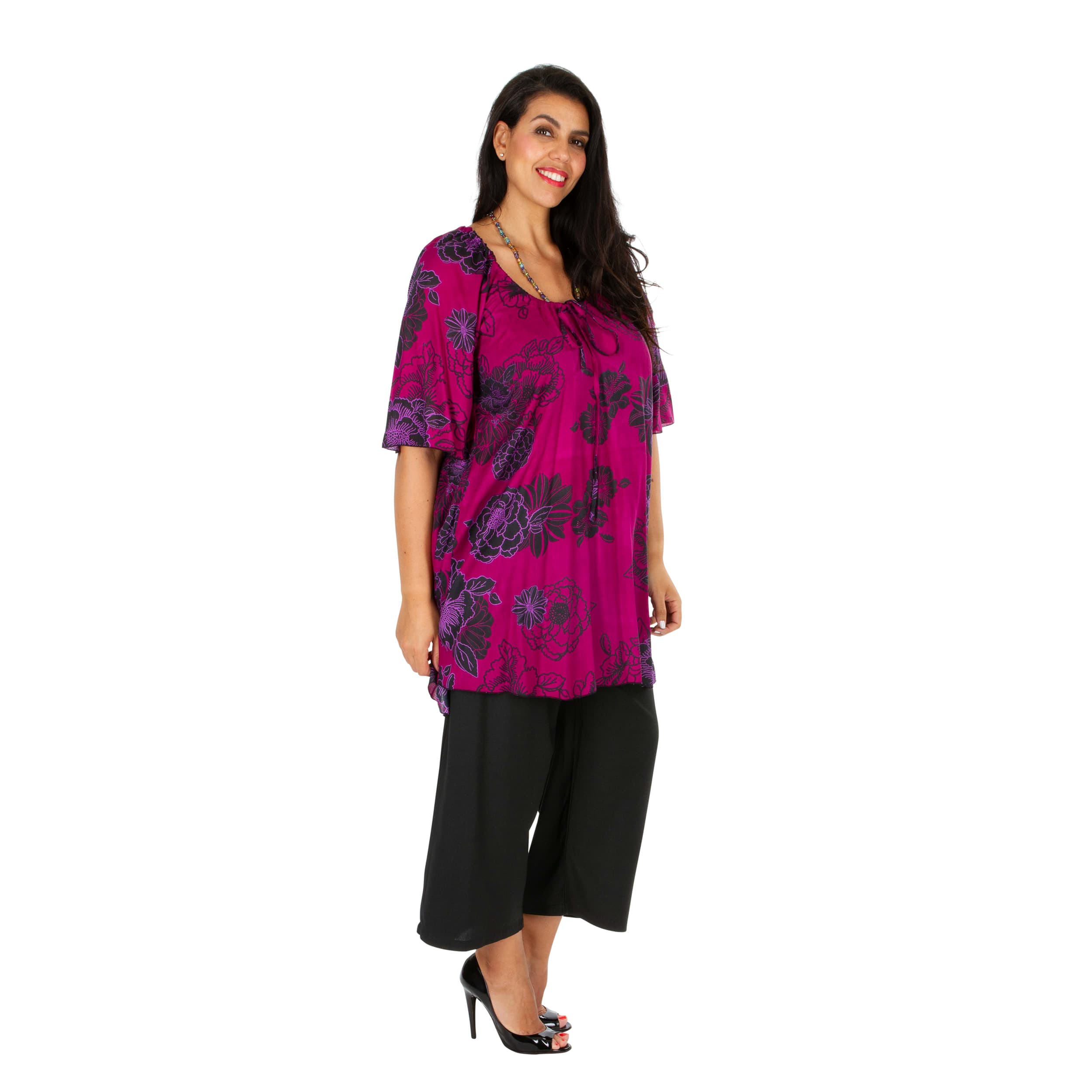 Tunique été Viky - 100% rayonne - rose, noir, violet - Akoustik Online