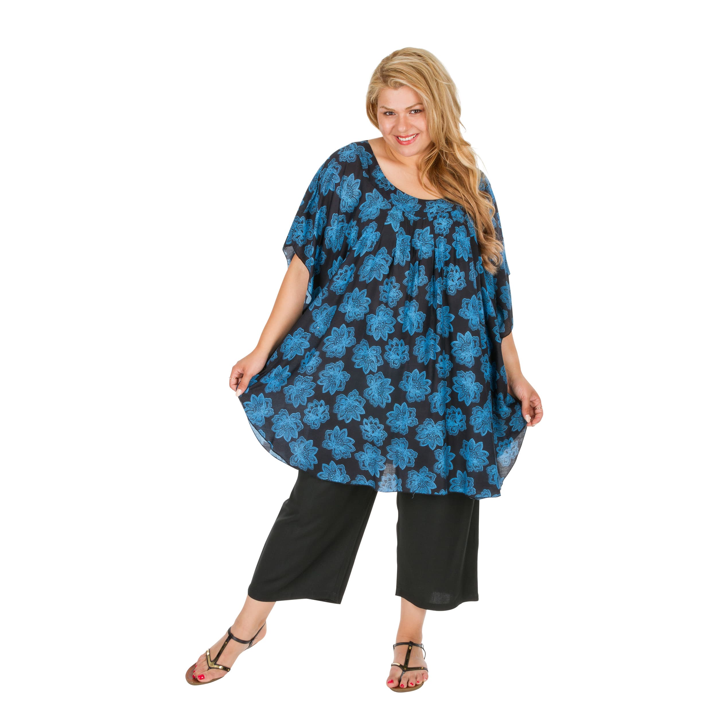 Tunique été Boutros - 100% rayonne - noir, bleu - Akoustik Online