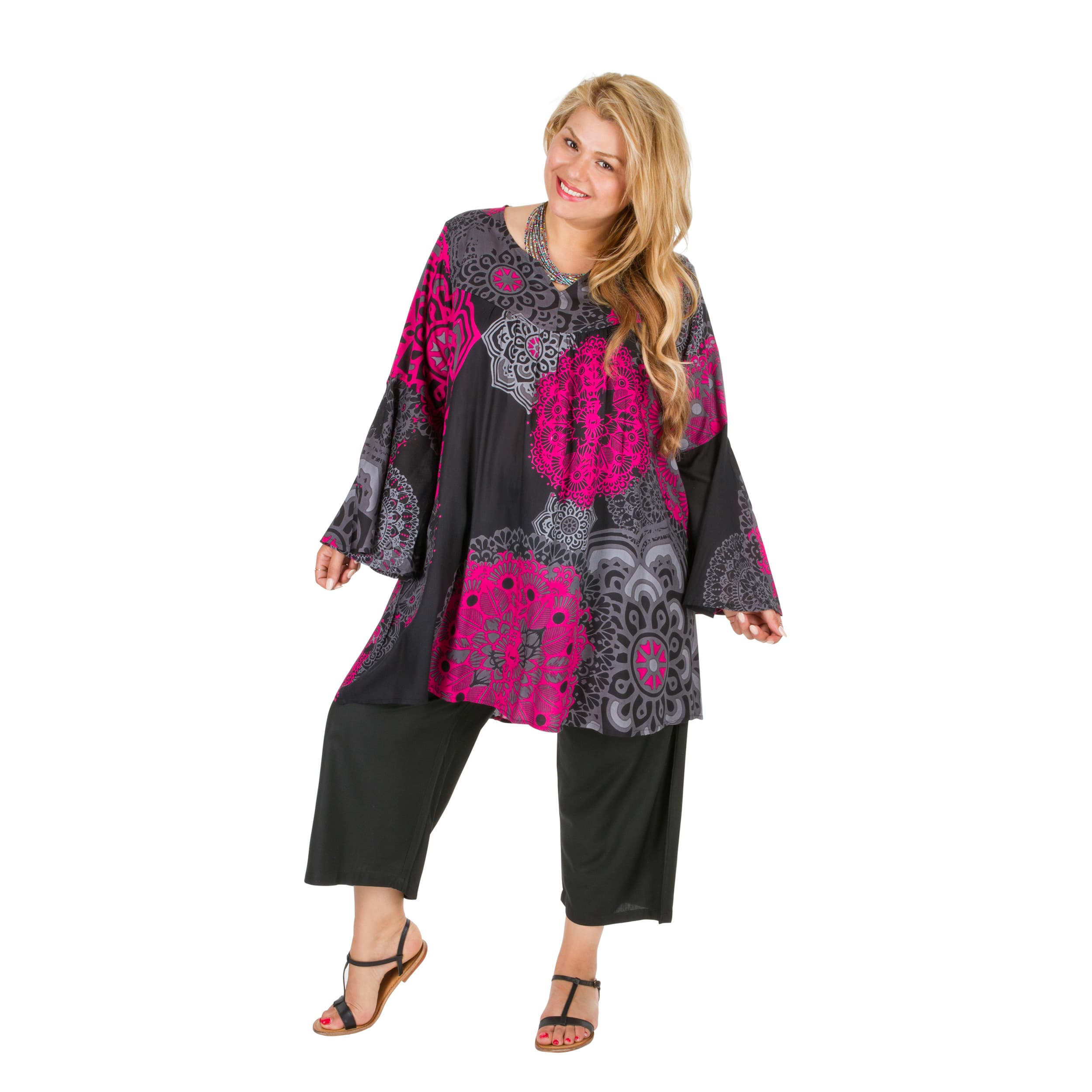 Tunique été Ophely - 100% rayonne - noir, rose, gris - Akoustik Online