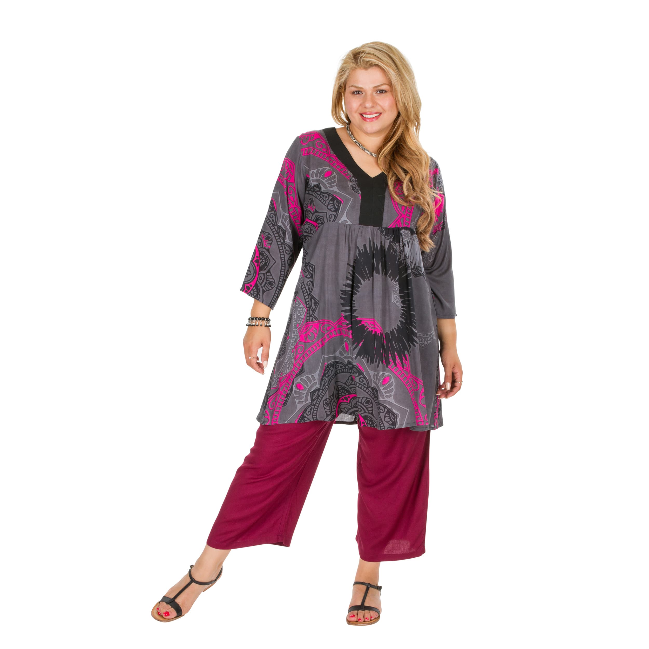 Tunique été Laelle - 100% rayonne - gris, noir, rose - Akoustik Online