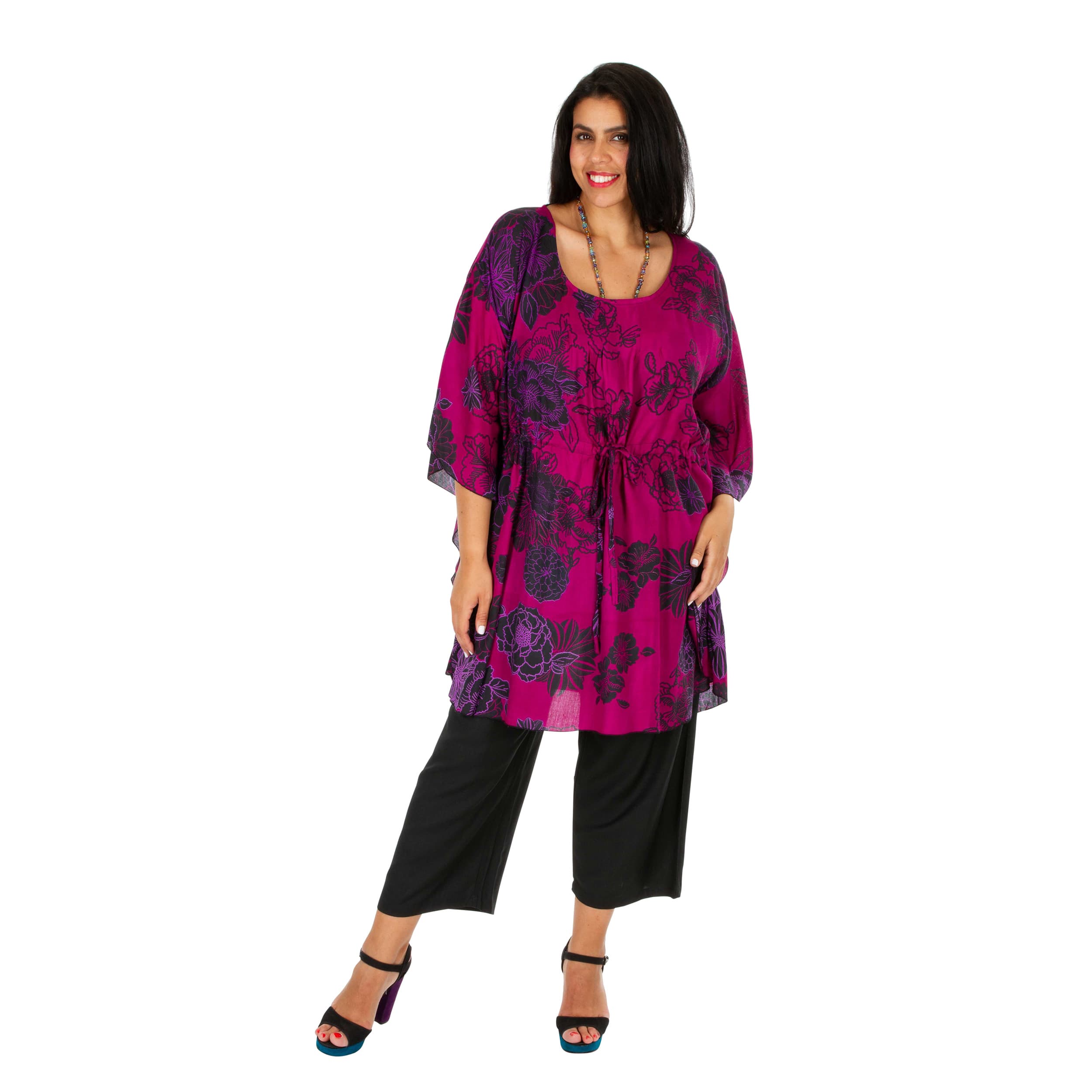 Tunique été Iris - 100% rayonne - rose, violet, noir - Akoustik Online