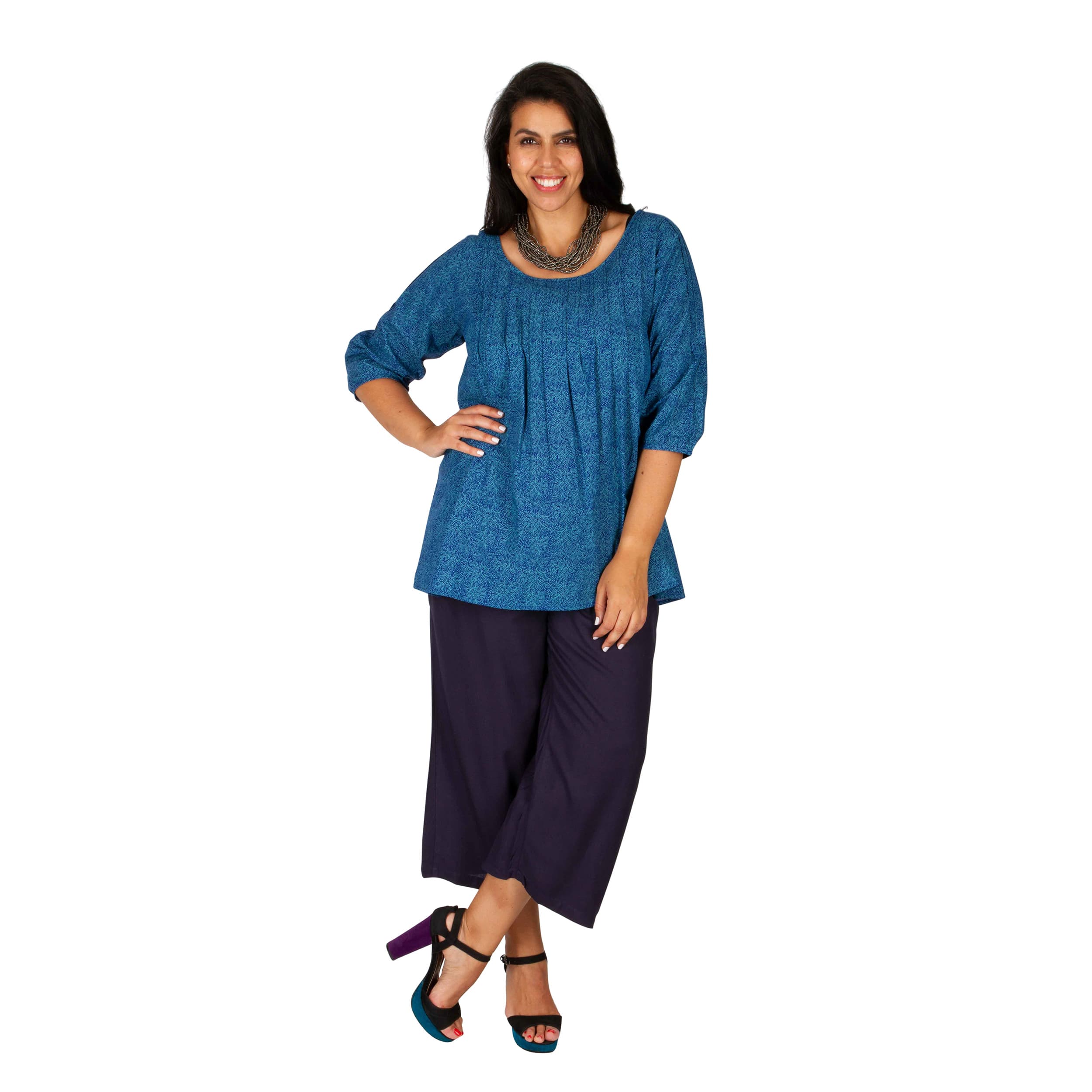 Tunique été Milica - 100% voile de coton - bleu - Akoustik Online