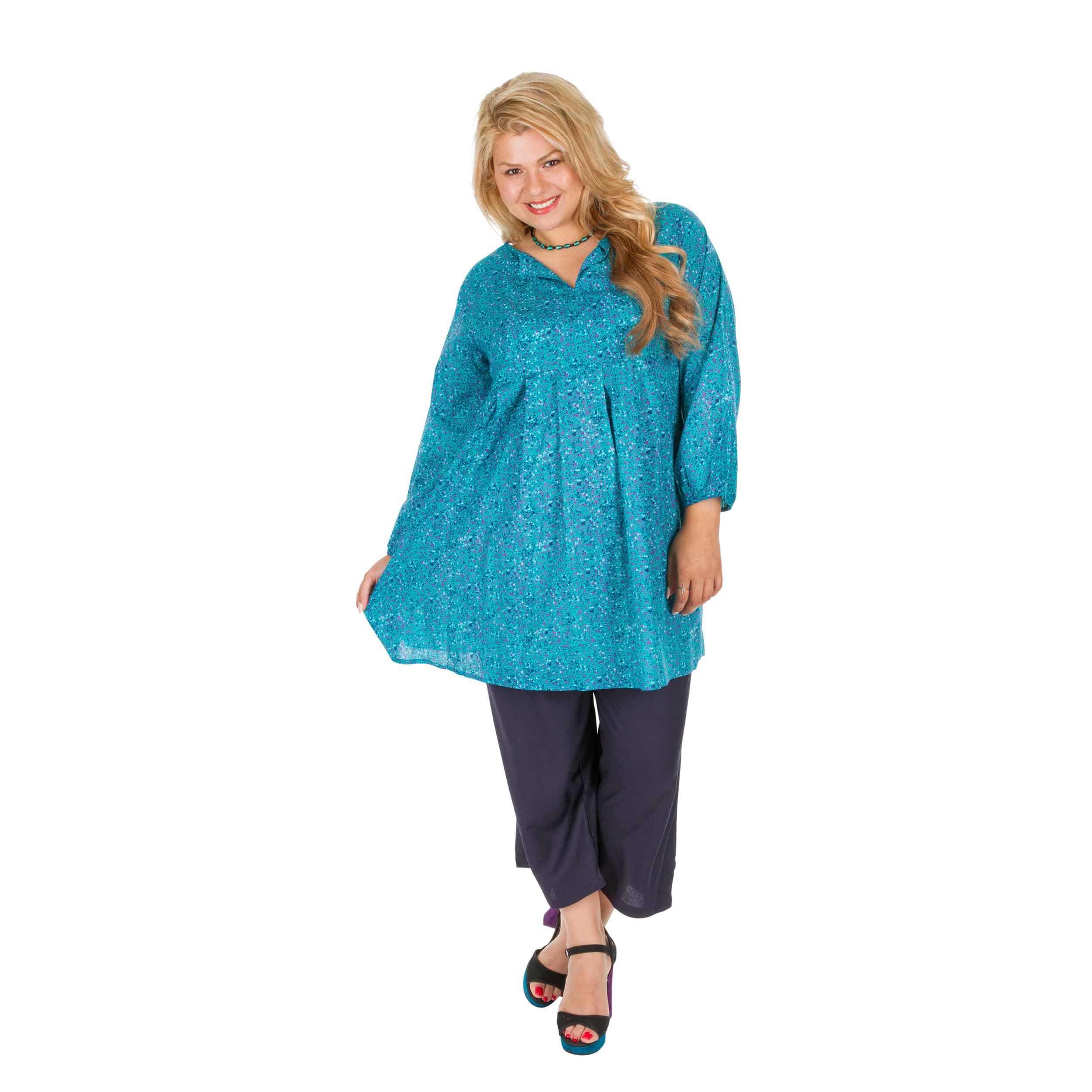 Tunique été Tuyên - 100% voile de coton - bleu - Akoustik Online