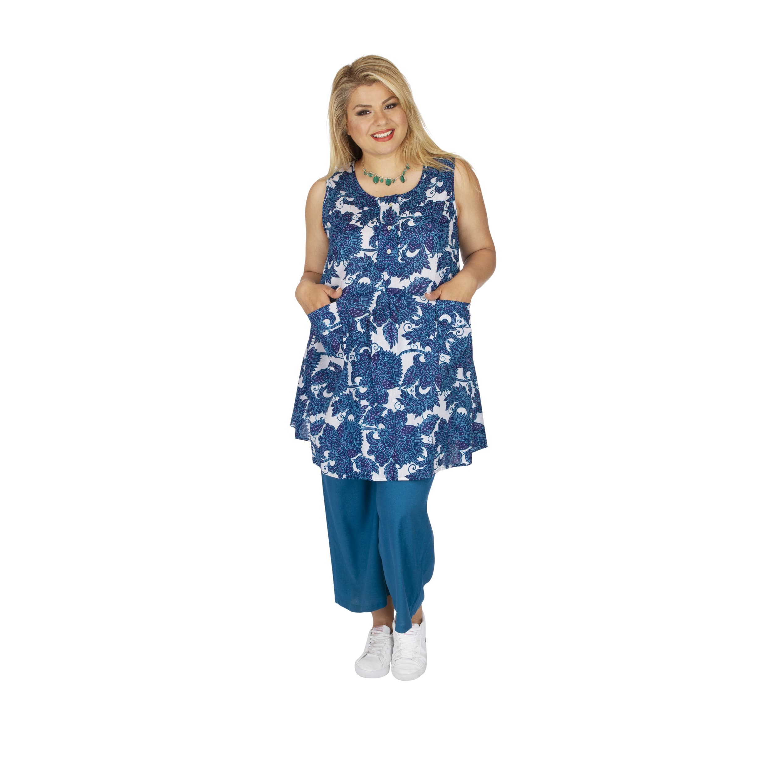 Tunique été Policou - 100% coton - blanc, bleu - Akoustik Online