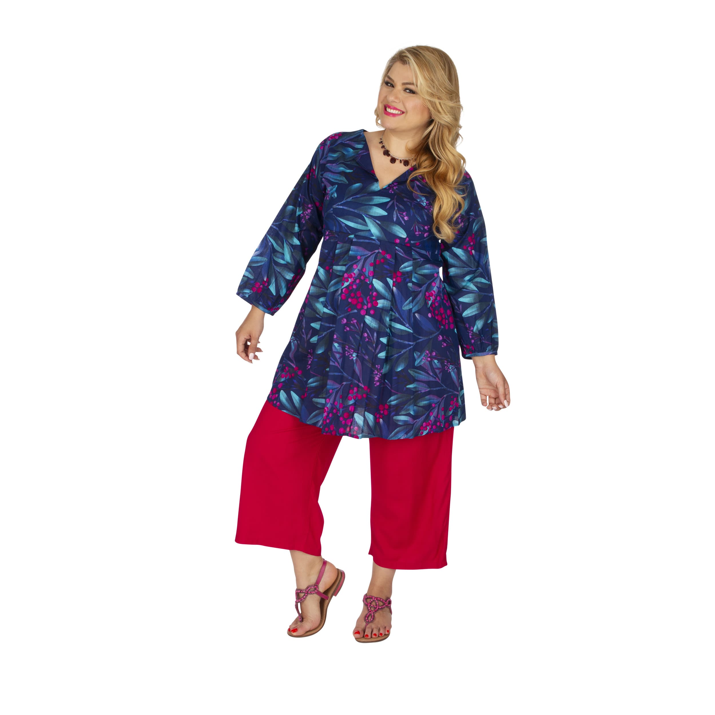 Tunique été Flower - 100% coton - bleu, rose, violet - Akoustik Online