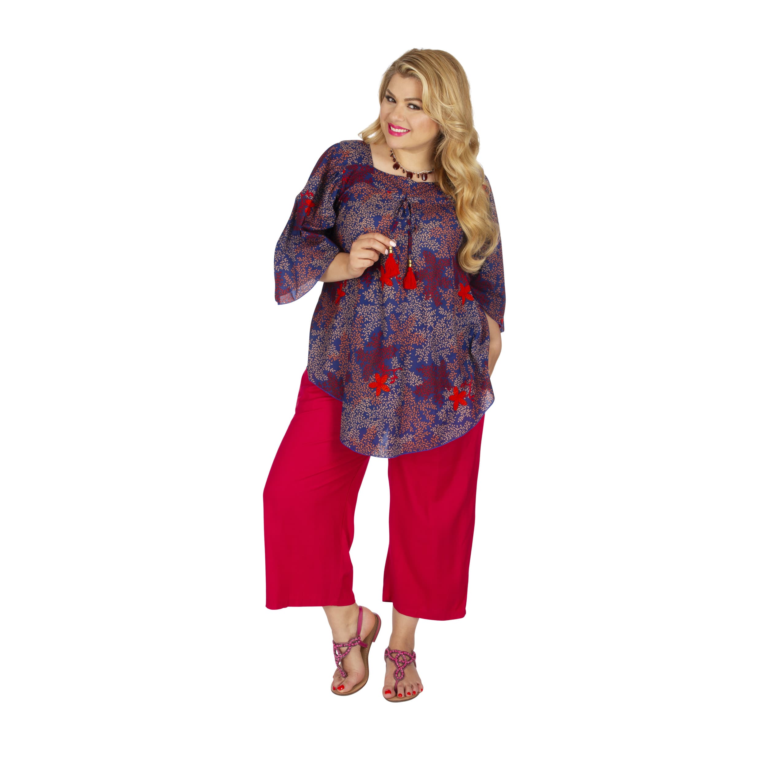 Tunique été Terrie - 100% coton - bleu, rouge - Akoustik Online