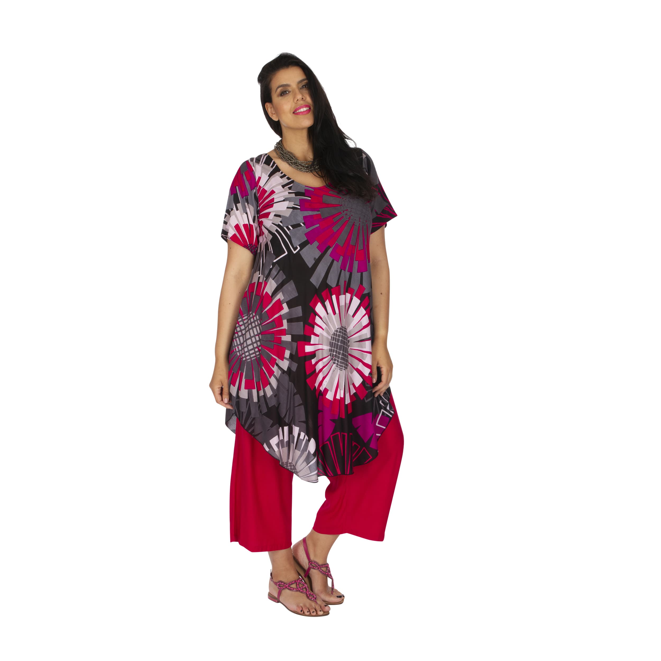 Tunique été Calbou - 100% rayonne - noir, gris, rose - Akoustik Online