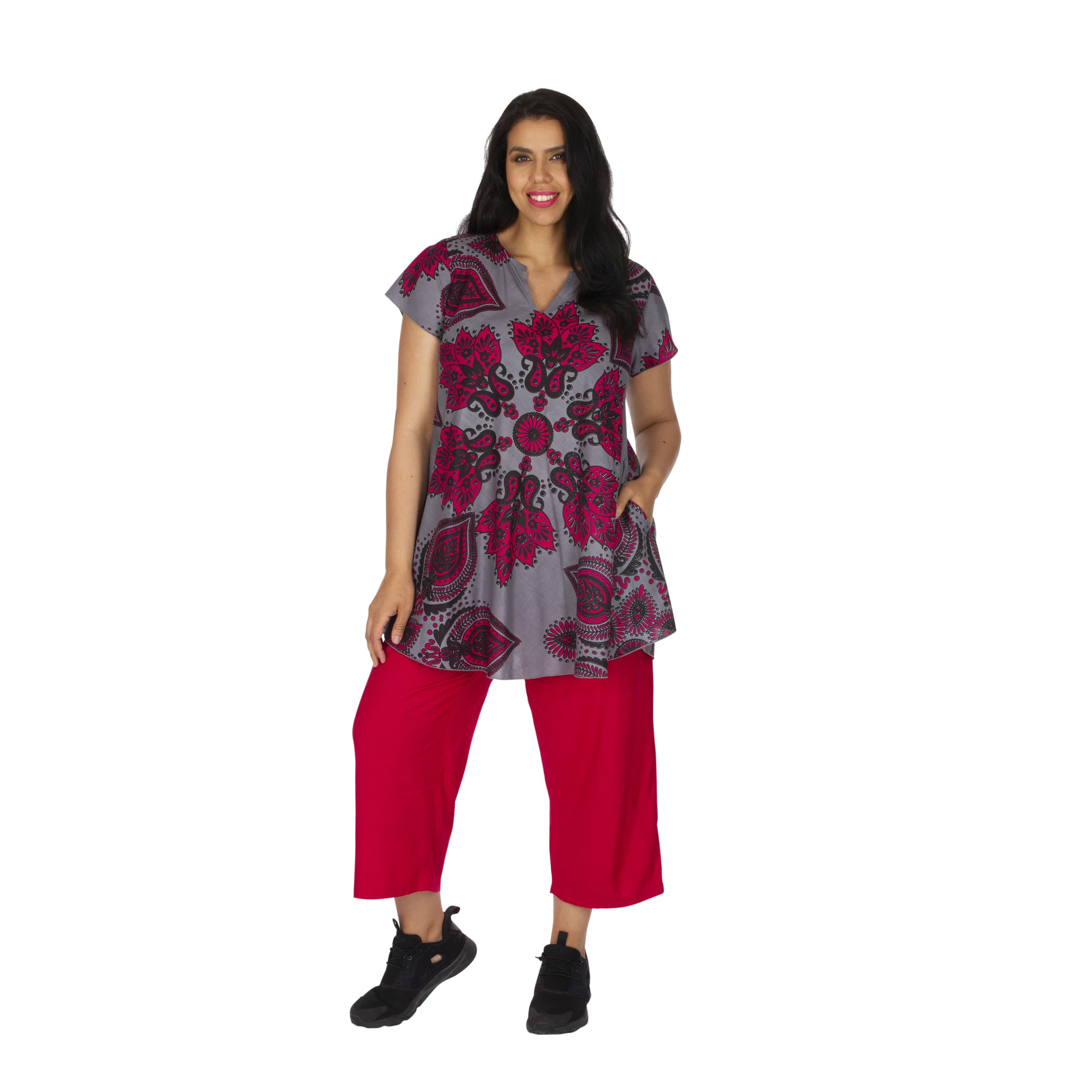 Tunique été Kamzo - 100% coton - gris, rose, noir - Akoustik Online