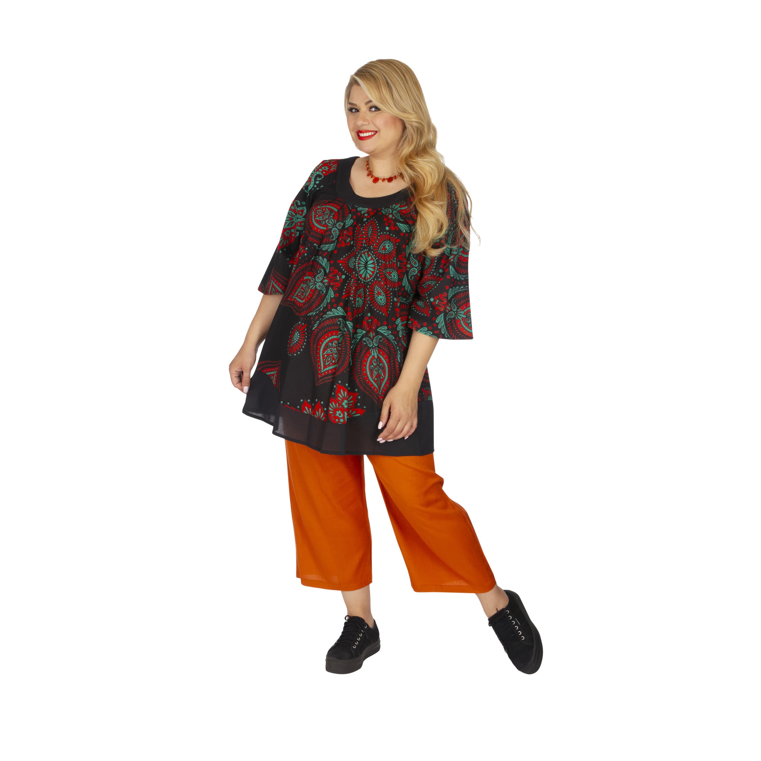 Tunique été Vlora - 100% coton - noir, rouge, vert - Akoustik Online