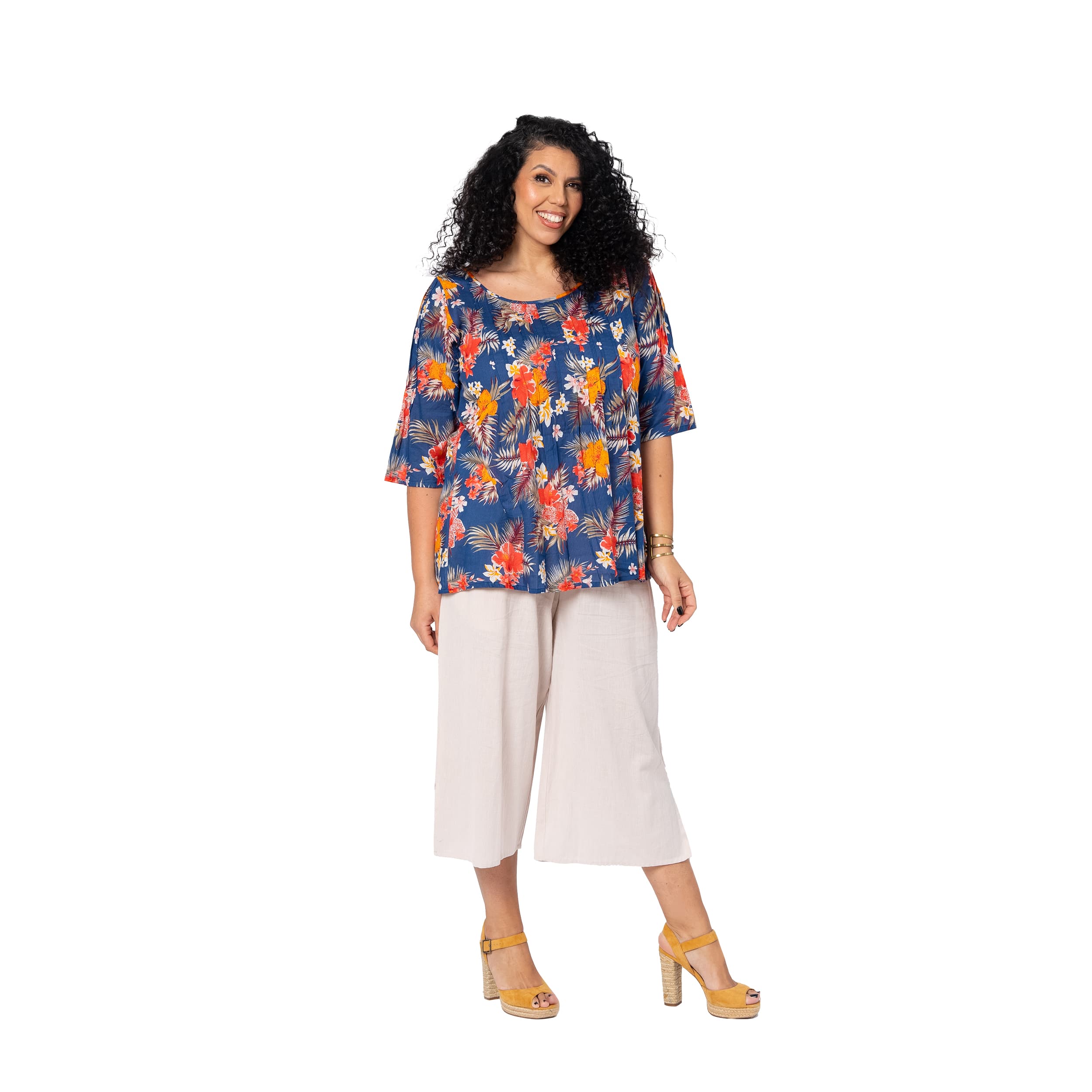 Tunique été manches 3/4 Yahveh - 100% voile de coton - Akoustik Online