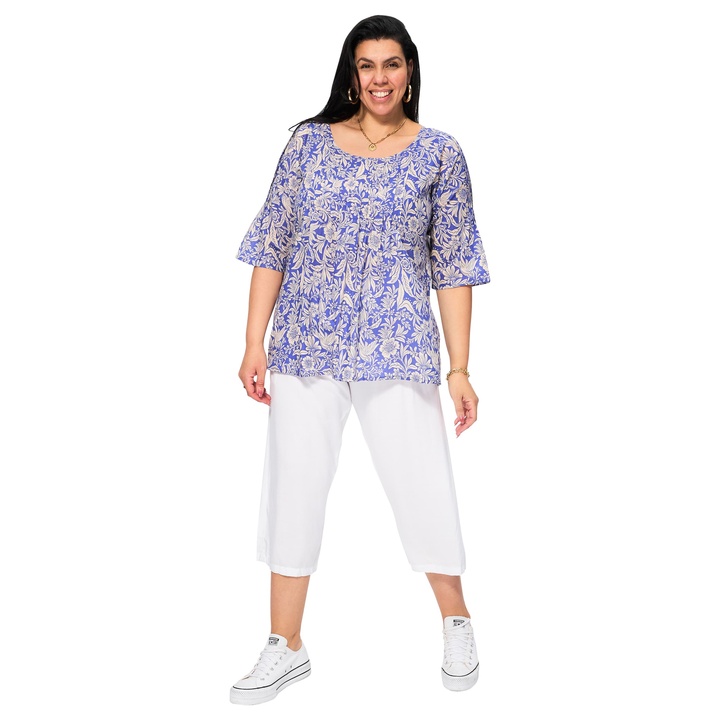 Chemisier été manches 3/4 Nephele - violet, creme - Akoustik Online