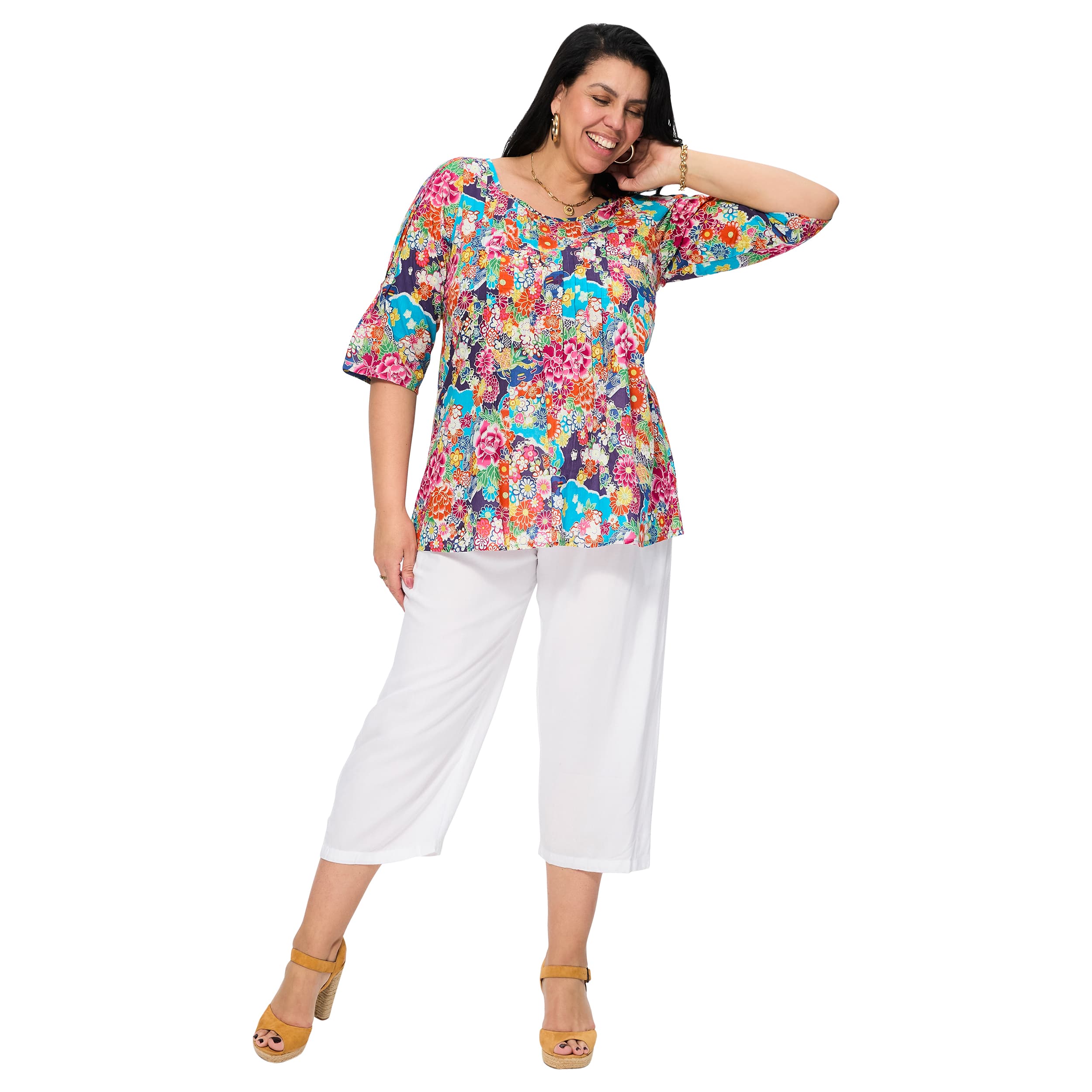 Chemisier été manches 3/4 Linos - 100% coton - Akoustik Online