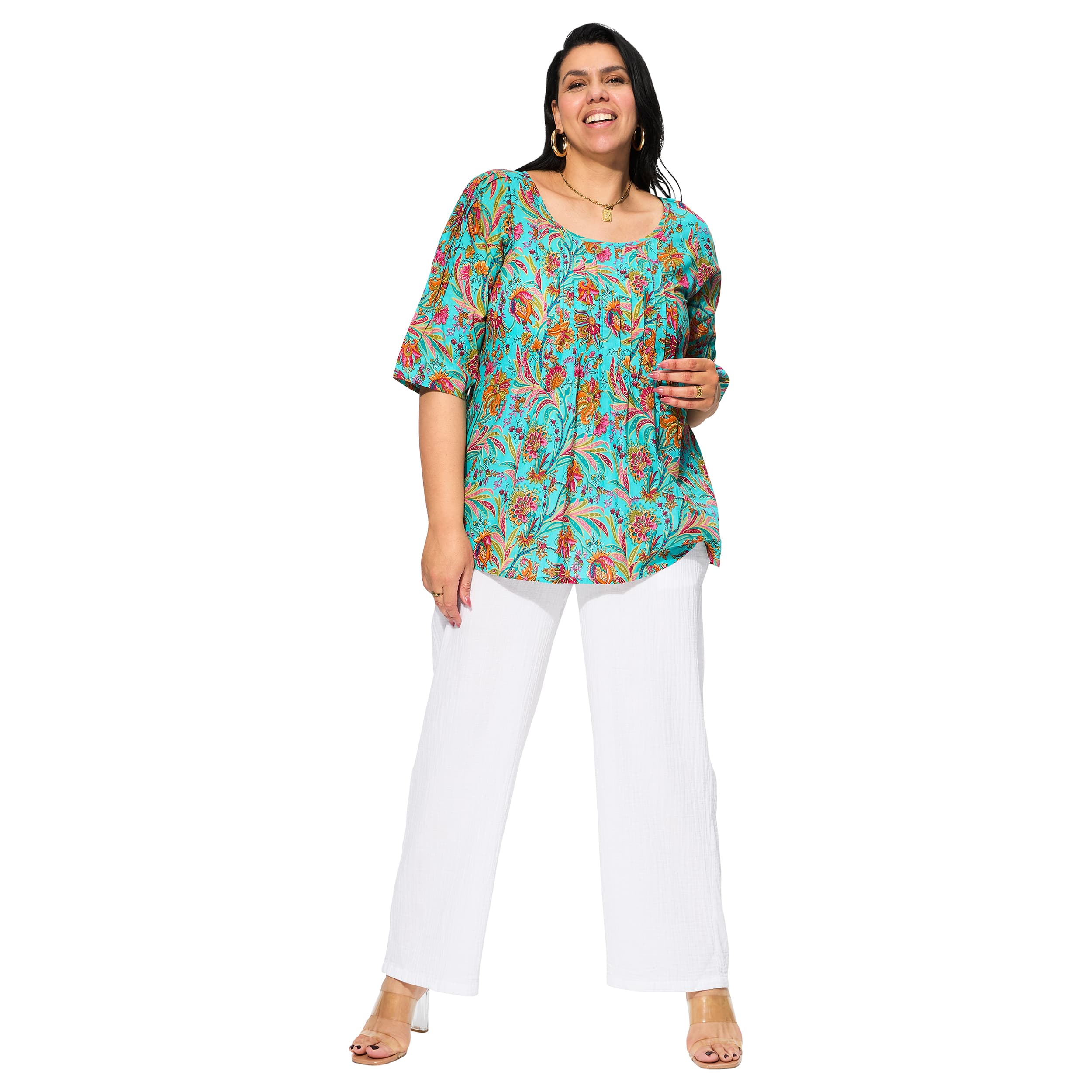 Chemisier été manches 3/4 Ottila - 100% coton - Akoustik Online