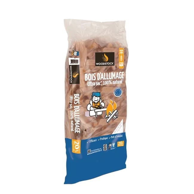 Bois d'allumage WOODSTOCK, sac 20 litres, L10