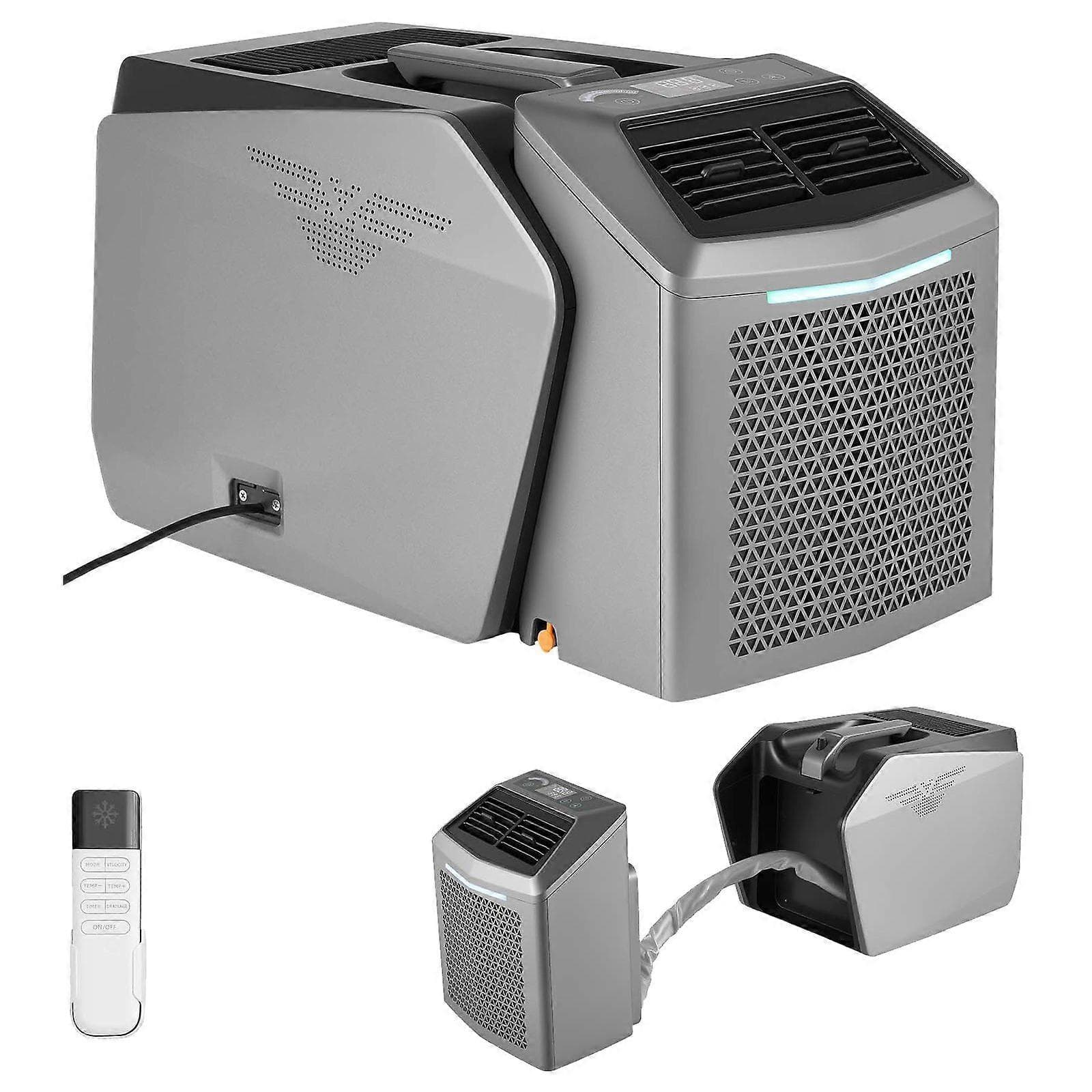 Climatiseur de camping portable 4850 BTU, télécommande et commandes tactiles, température réglable jusqu'à 1632 °C, débit d'air de 200 m³/h, pour camp