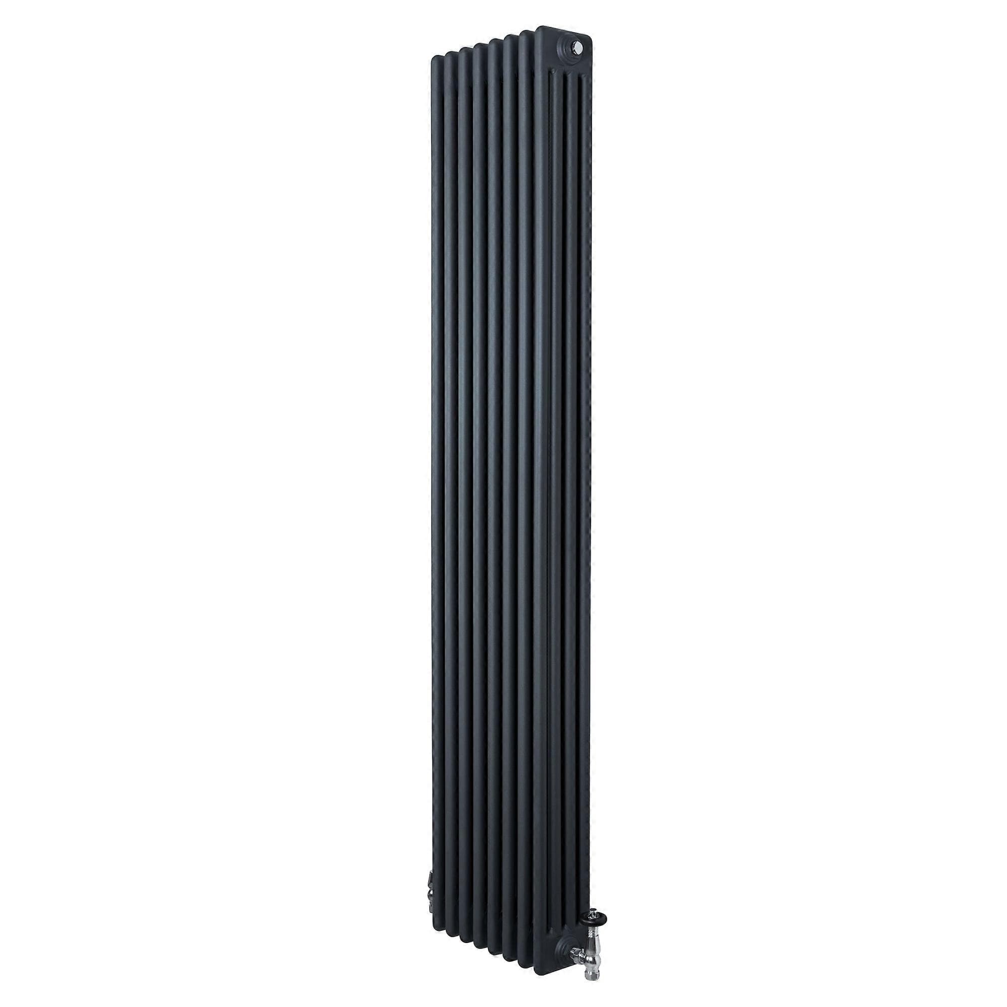 Radiateur traditionnel à 4 colonnes avec robinetterie - 1800 x 380 mm - Gris anthracite