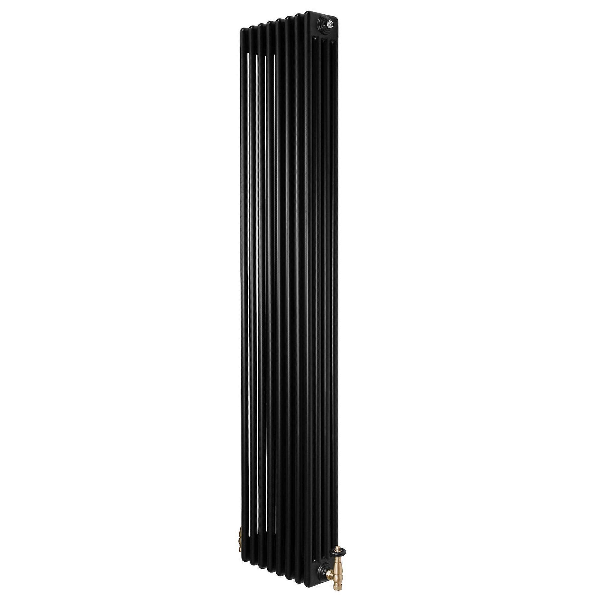 Radiateur traditionnel à 4 colonnes avec robinetterie - 1800 x 380 mm - Noir
