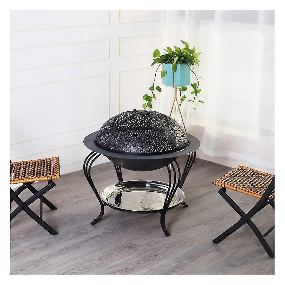 Black Outdoor Fire Pit 68x68x45cm Smokeless Wood Burning Patio Heater for Backyard