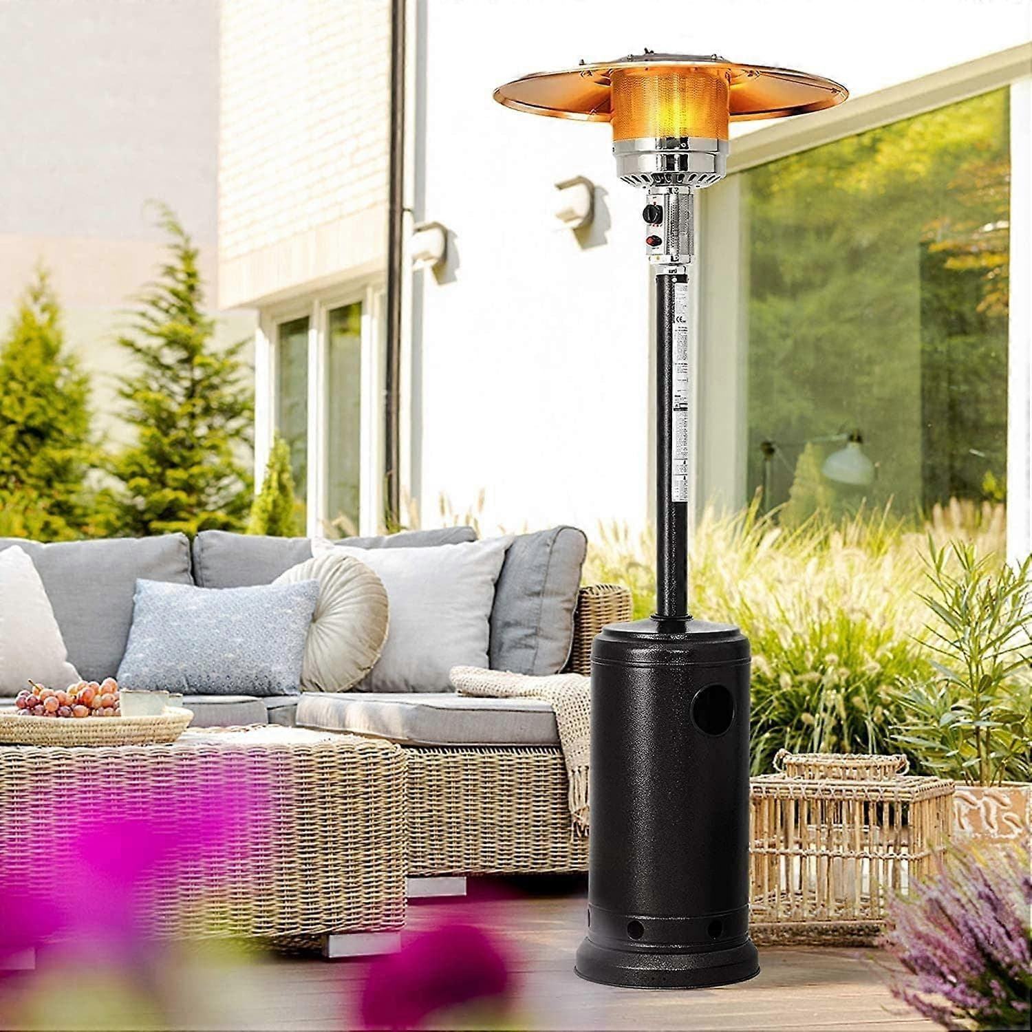 Outdoor Patio Heater 40000 BTU Gas Heating with Wheels, Commercial Umbrella Style for Backyard