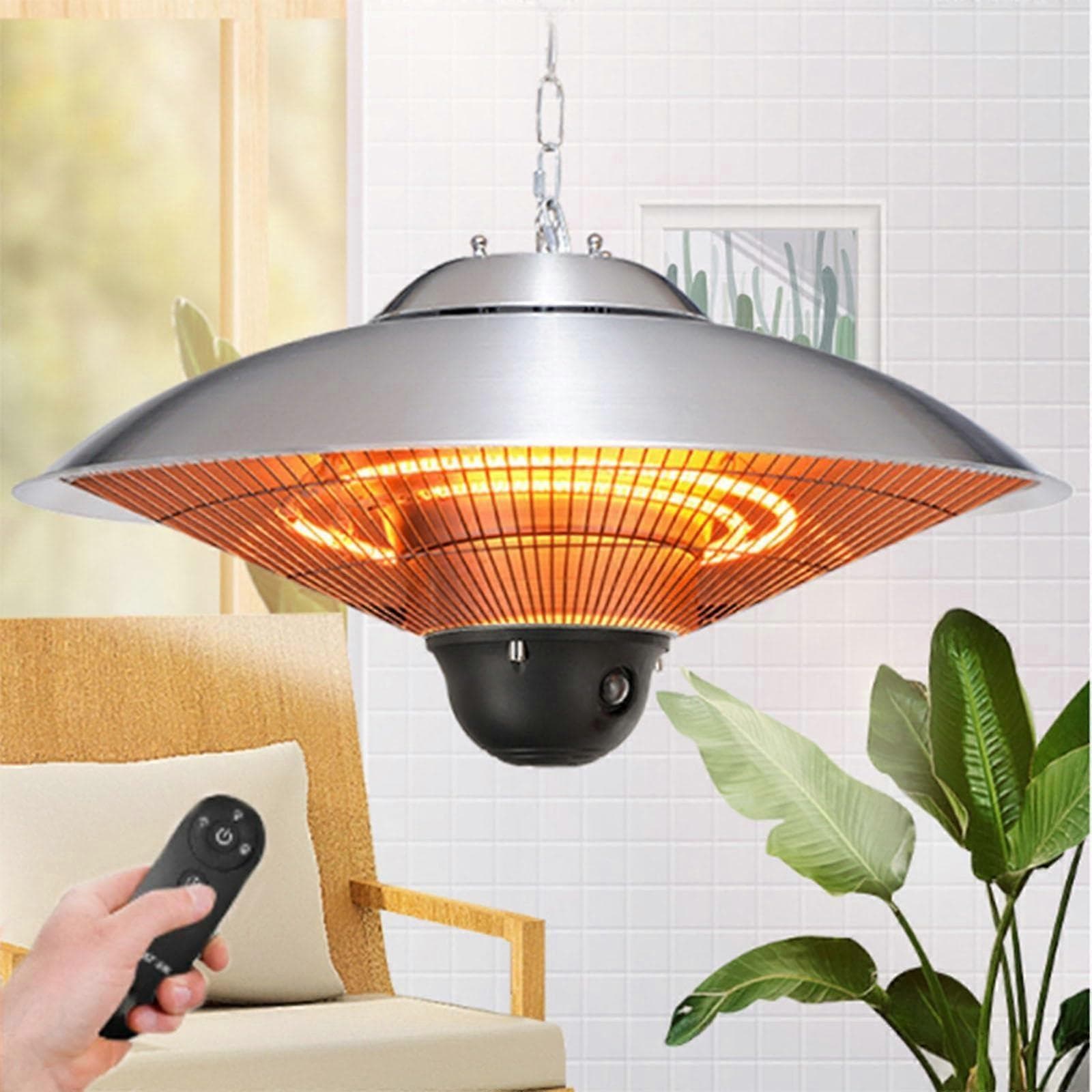 Patio Heater with Instant Radiant Heat, IP44 Weatherproof, Wall or Ceiling Mount, Remote Control