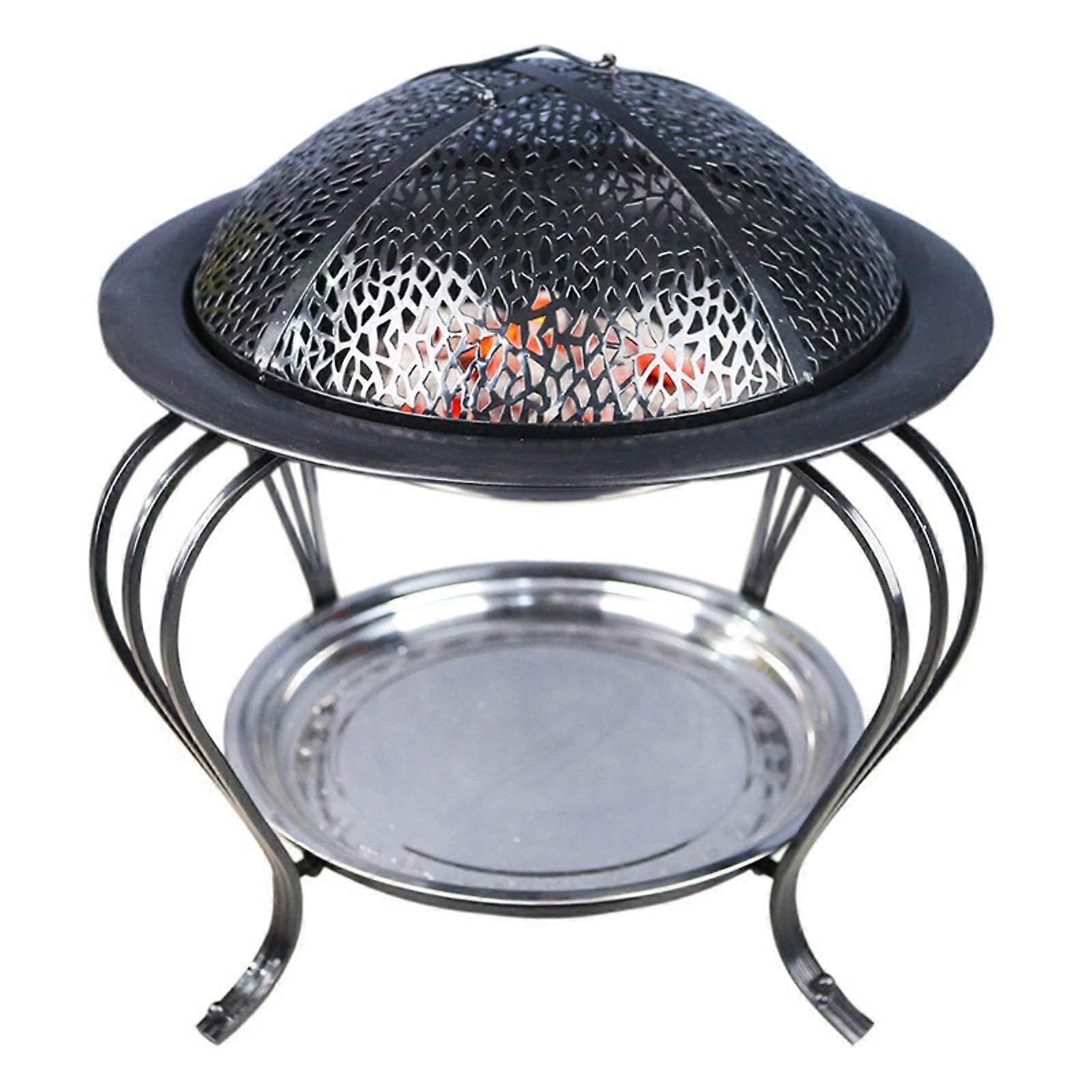 Outdoor Fire Pit Garden Patio Heater Steel Wood Burning Fire Bowl for BBQ Camping with EmberControl Lid
