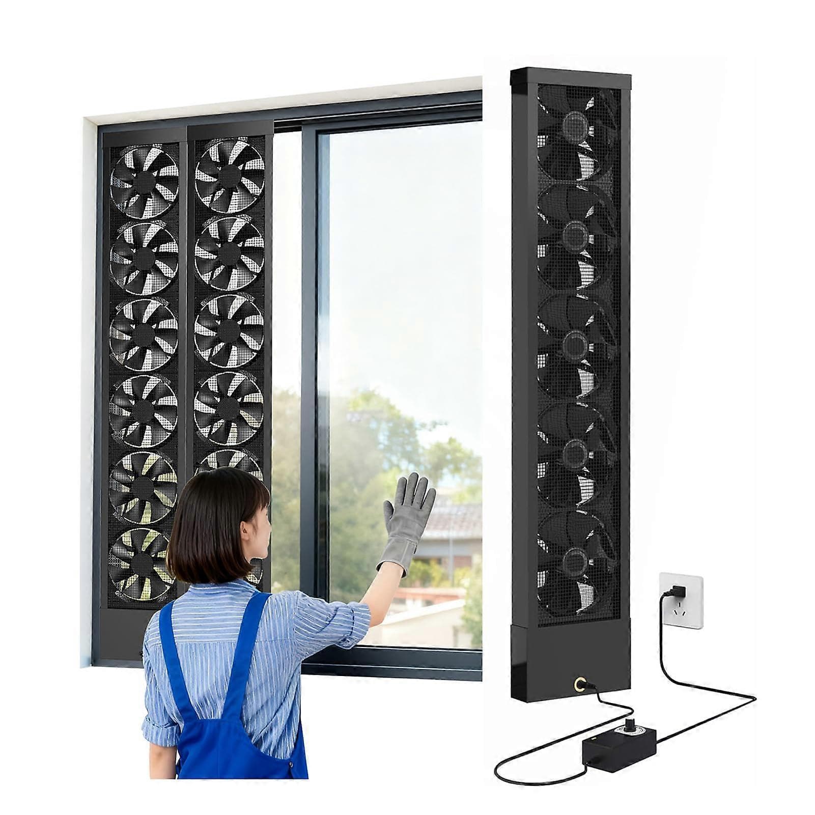 Adjustable Speed Vertical Window Fan 35180cm Telescopic Fit for Home Bedroom Bathroom Ventilation