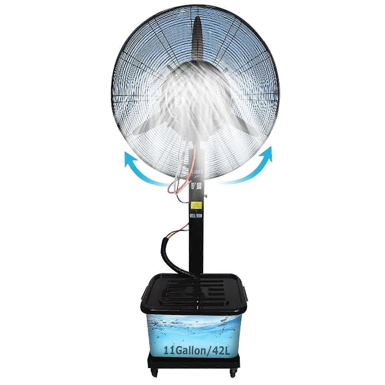 81cm Outdoor Misting Pedestal Fan with 90° Oscillation, 3 Speed Cooling, Large 11 Gal Tank