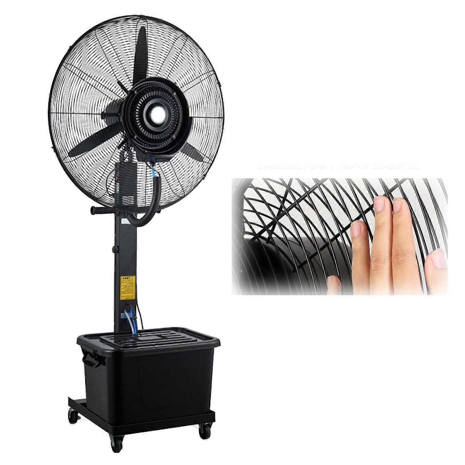 Ventilateur brumisateur d'extérieur 750 mm, ventilateur sur pied industriel de 30 pouces avec 3 vitesses et oscillation à 90°