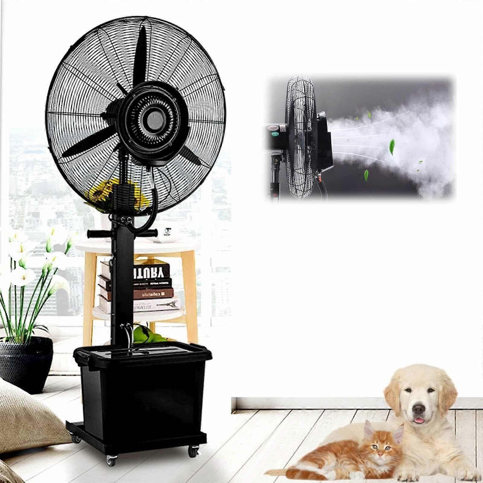 30 Inch Industrial Misting Fan with  Velocity Airflow, 380W Pedestal Stand for Indoor Outdoor Patio