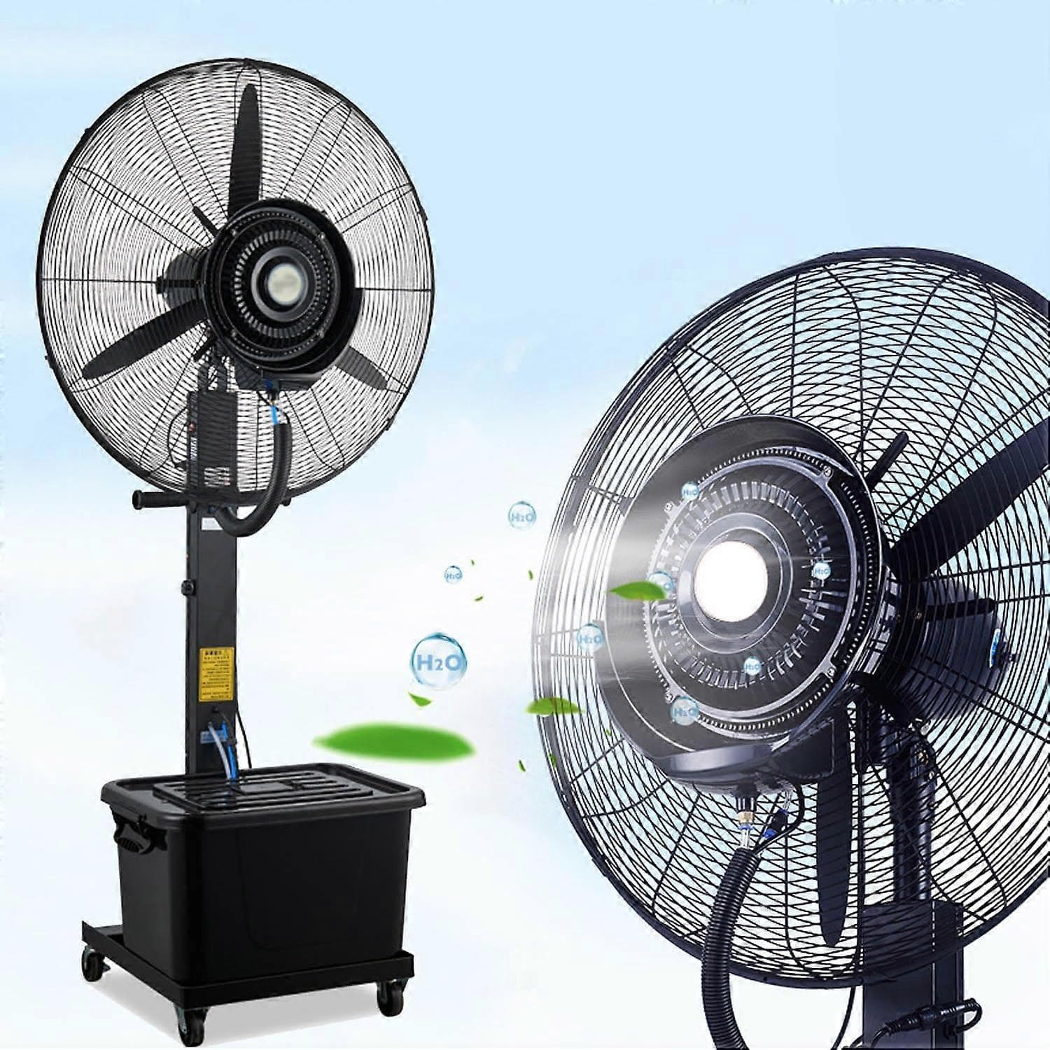 Ventilateur sur pied brumisateur d'extérieur de 76 cm (30 pouces) avec 3 vitesses, oscillation à 90° et réservoir de 42 litres (11 gallons) pour serre