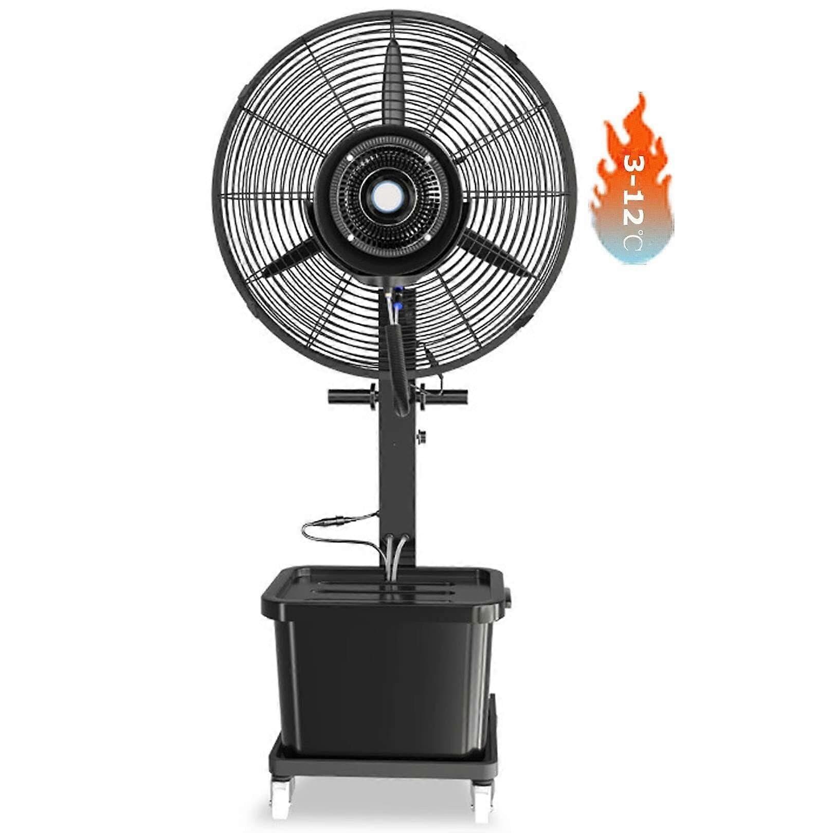 Commercial Outdoor Misting Pedestal Fan with 90° Oscillation and 11 Gallon Water Tank
