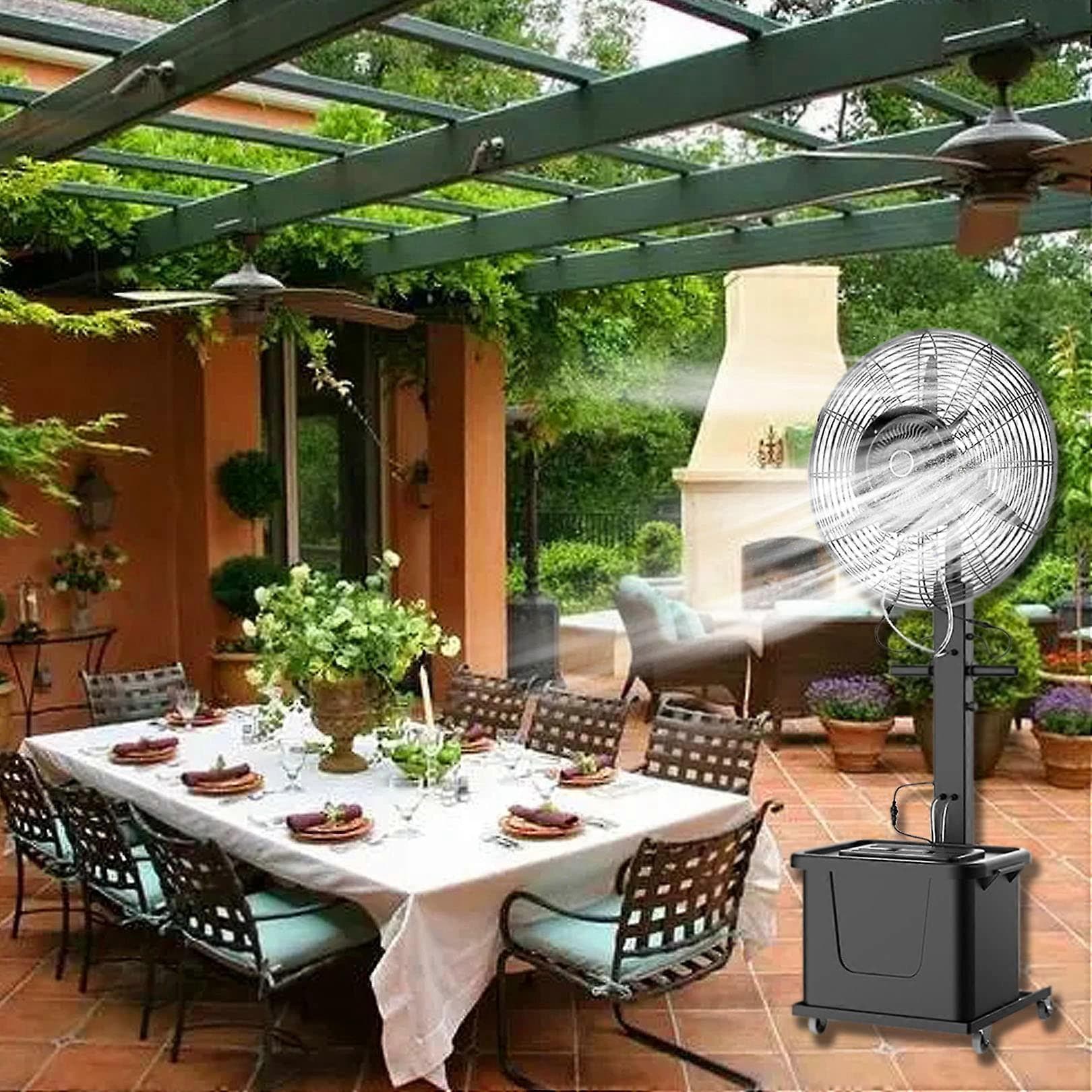 Outdoor Misting Fan with 12 Gallon Tank, 71cm Pedestal Cooling Fan for Patio Garden Backyard