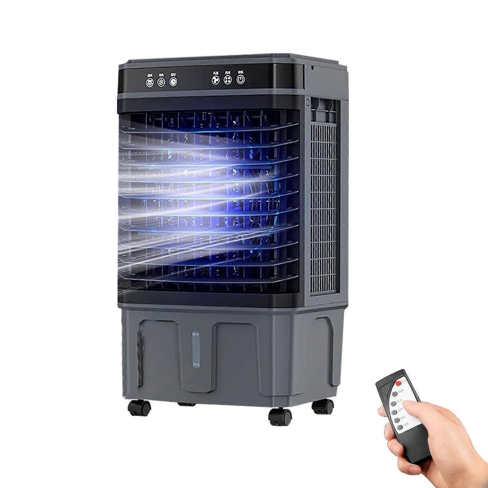 Refroidisseur d'air évaporatif industriel avec télécommande, ventilateur à eau à 3 vitesses, réservoir de 38 litres, minuterie 12 h pour usage domesti